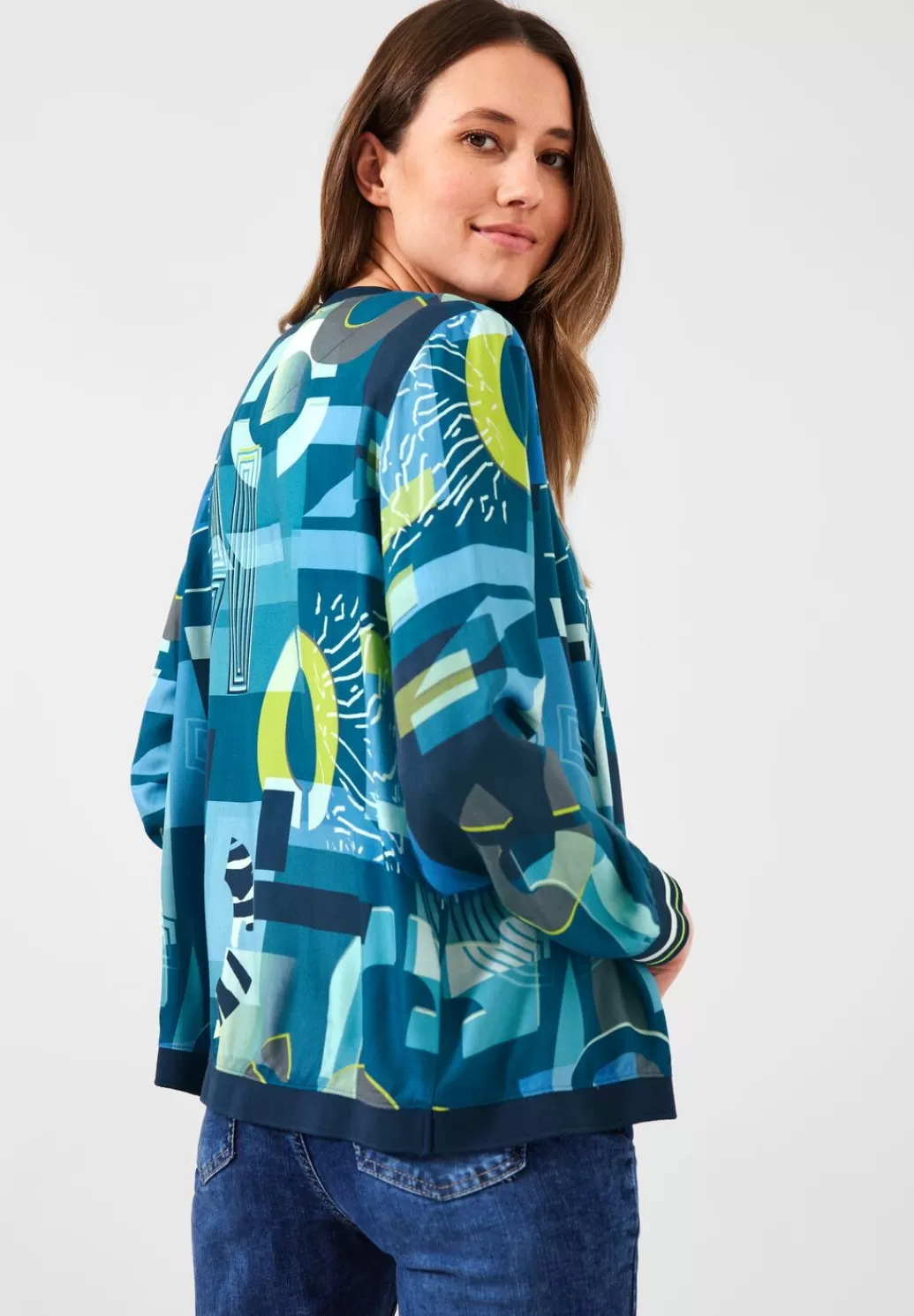 Street One Print Viskose Blouson^Damen Langarm Blusen