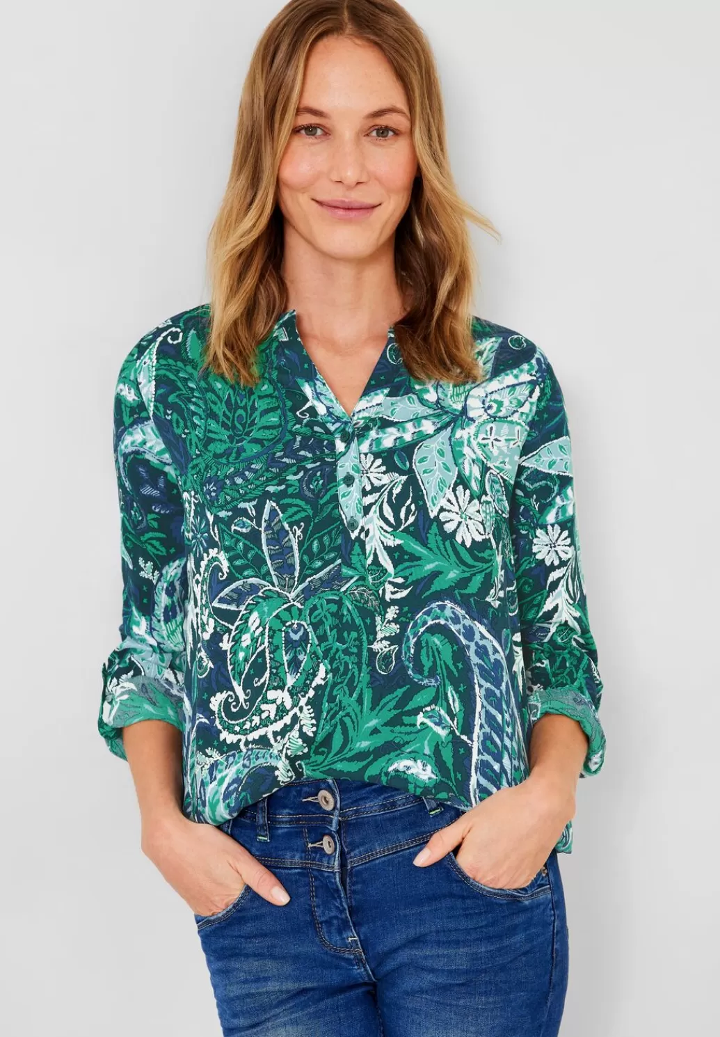 Street One Print Viskose Bluse^Damen Langarm Blusen