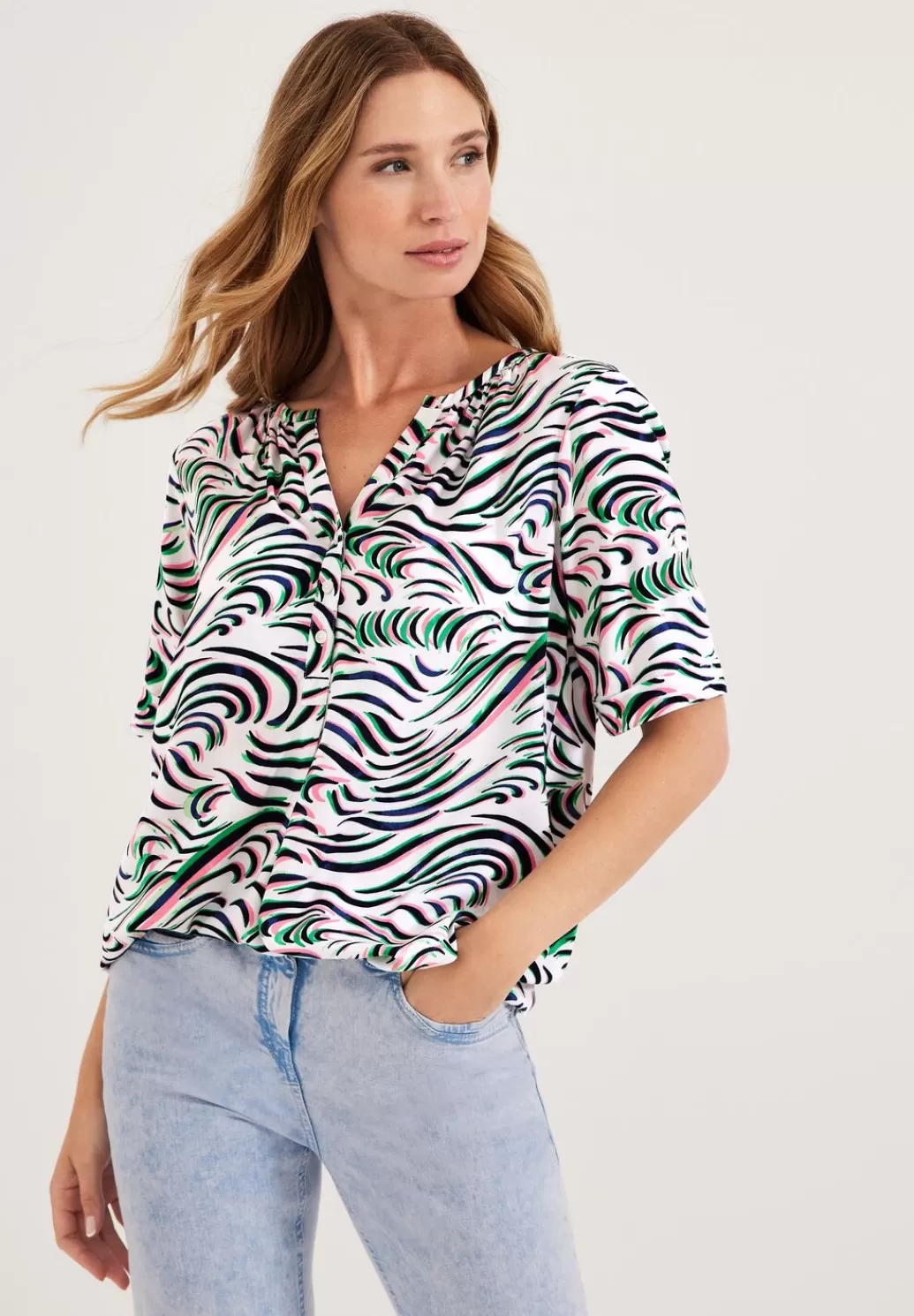 Street One Print Viskose Bluse^Damen Kurzarm Blusen