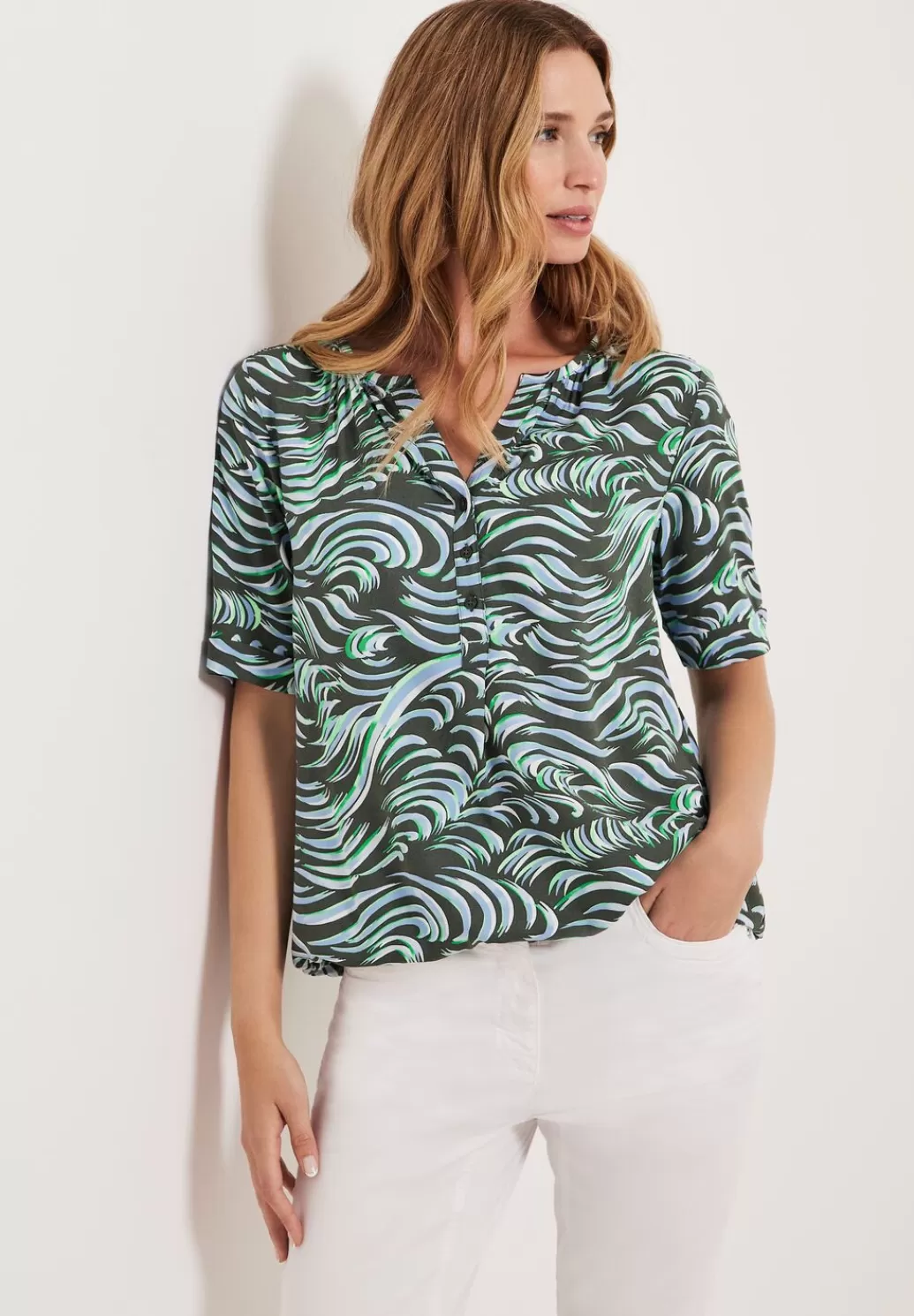 Street One Print Viskose Bluse^Damen Kurzarm Blusen