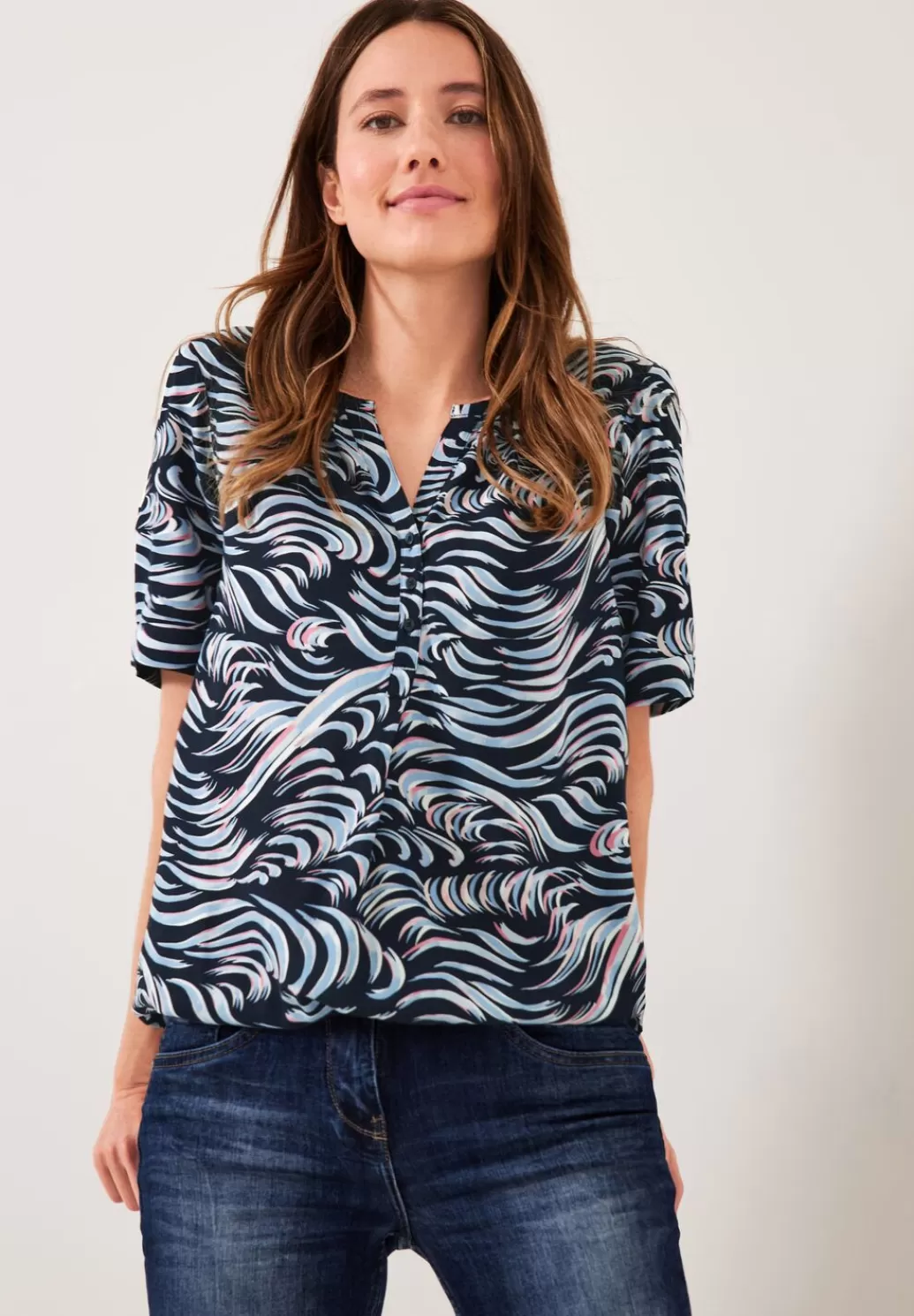 Street One Print Viskose Bluse^Damen Kurzarm Blusen