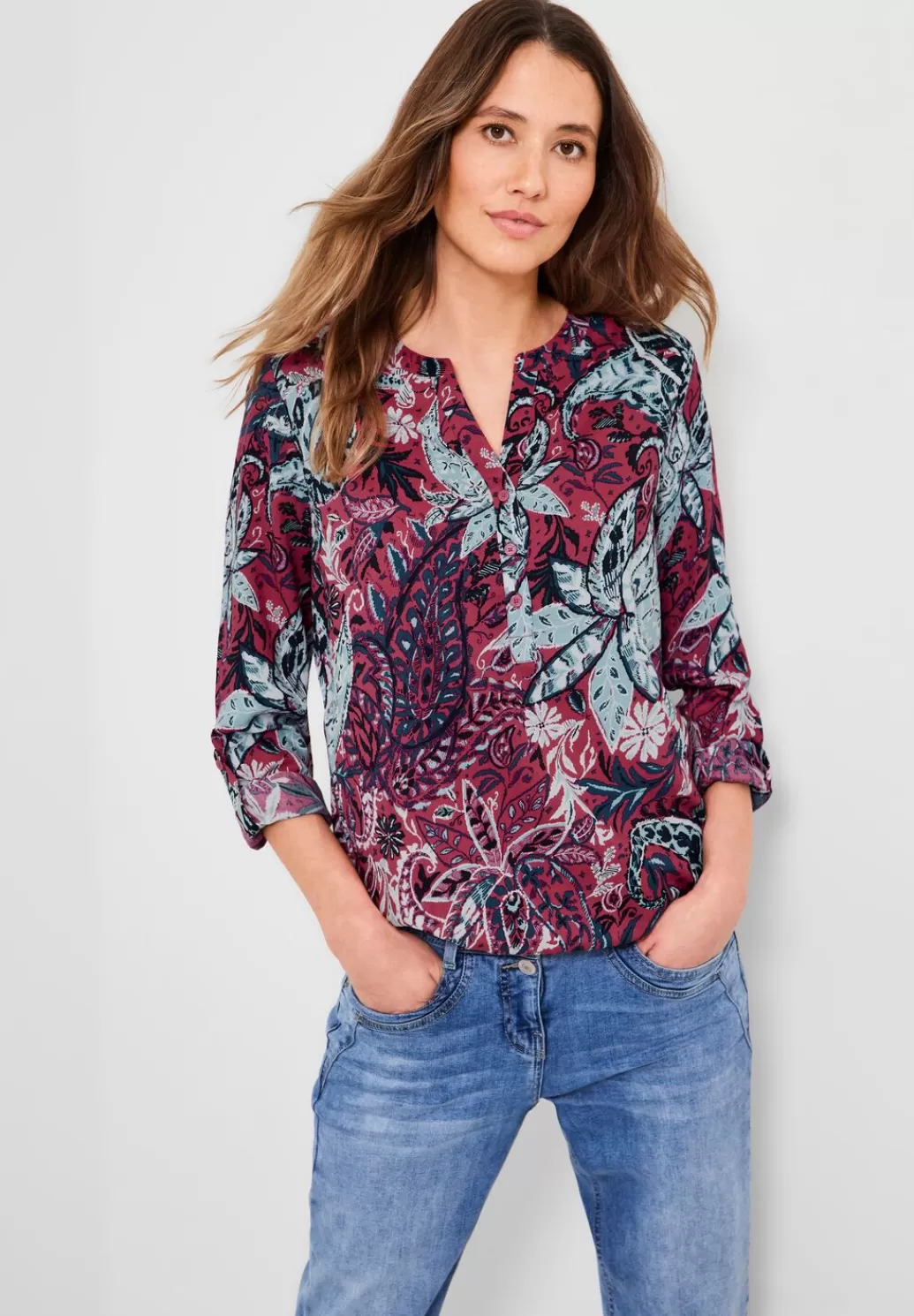 Street One Print Viskose Bluse^Damen Langarm Blusen