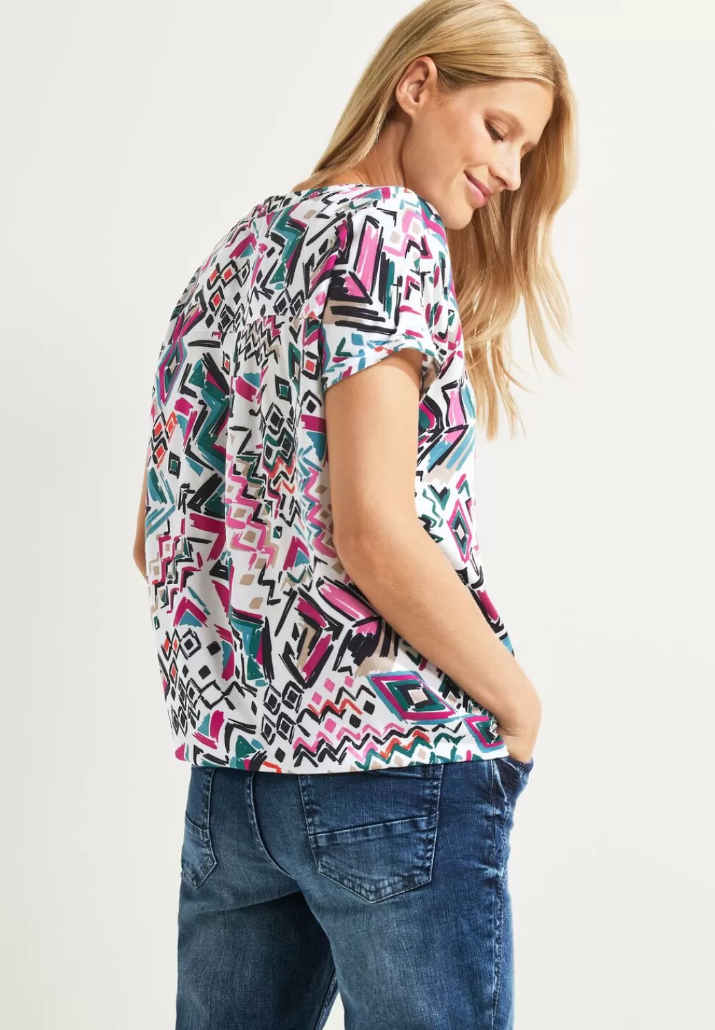 Street One Printbluse Mit Elastiksaum^Damen Kurzarm Blusen