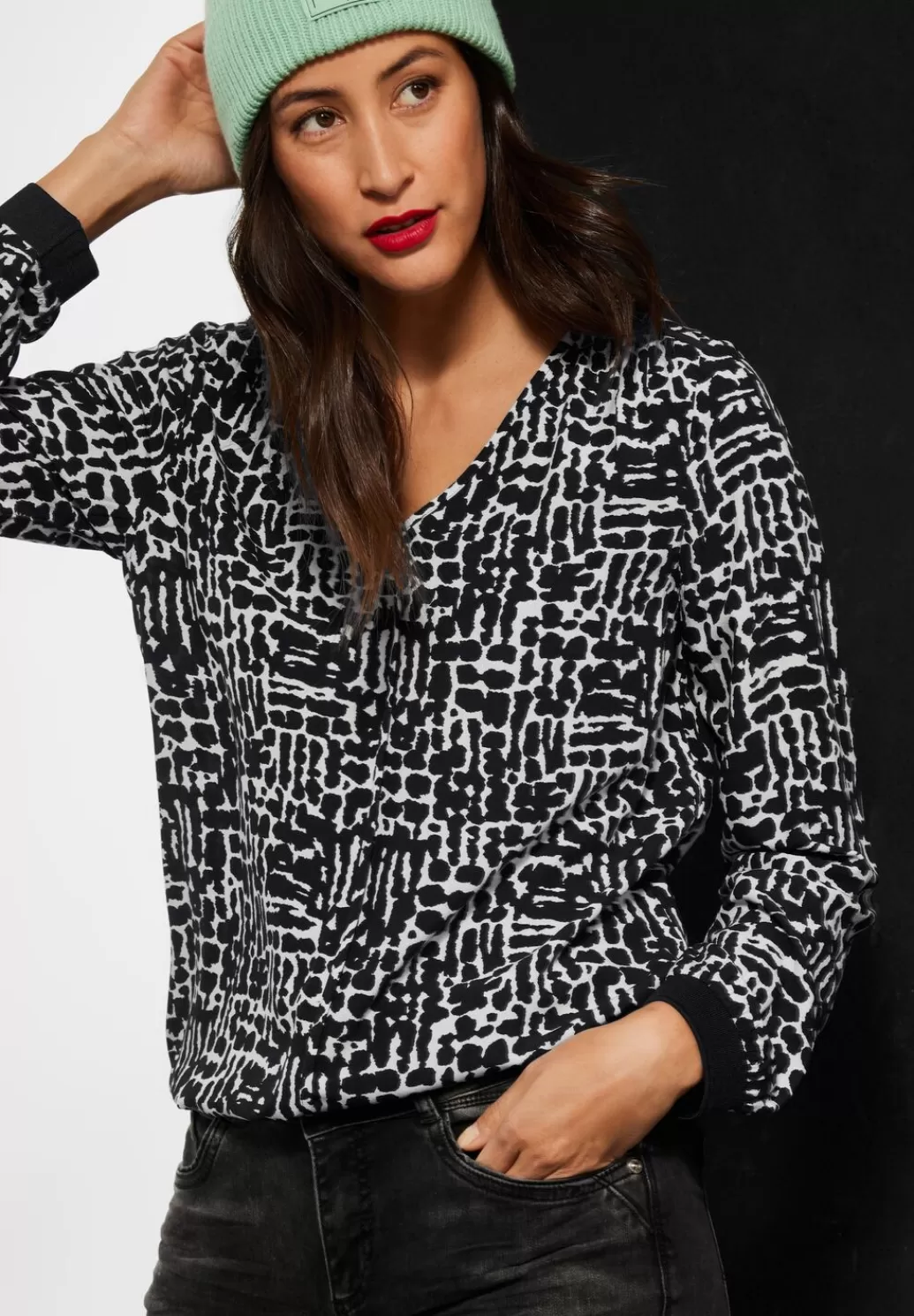 Street One Printbluse Mit V-Ausschnitt^Damen Langarm Blusen