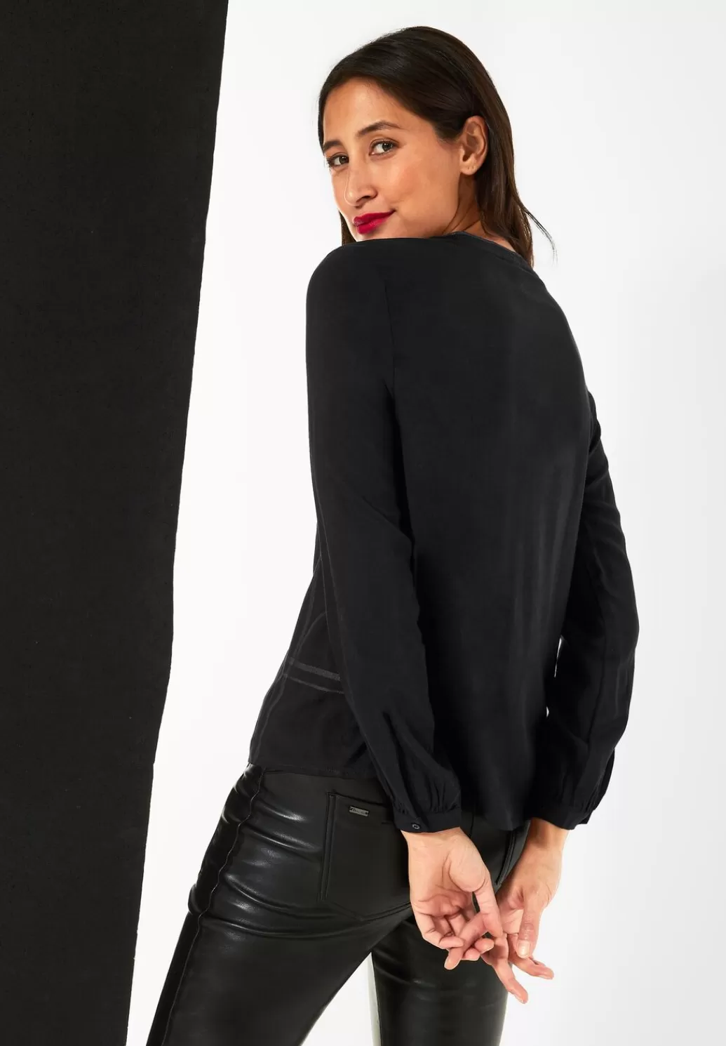 Street One Rundhalsbluse Mit Coating^Damen Langarm Blusen