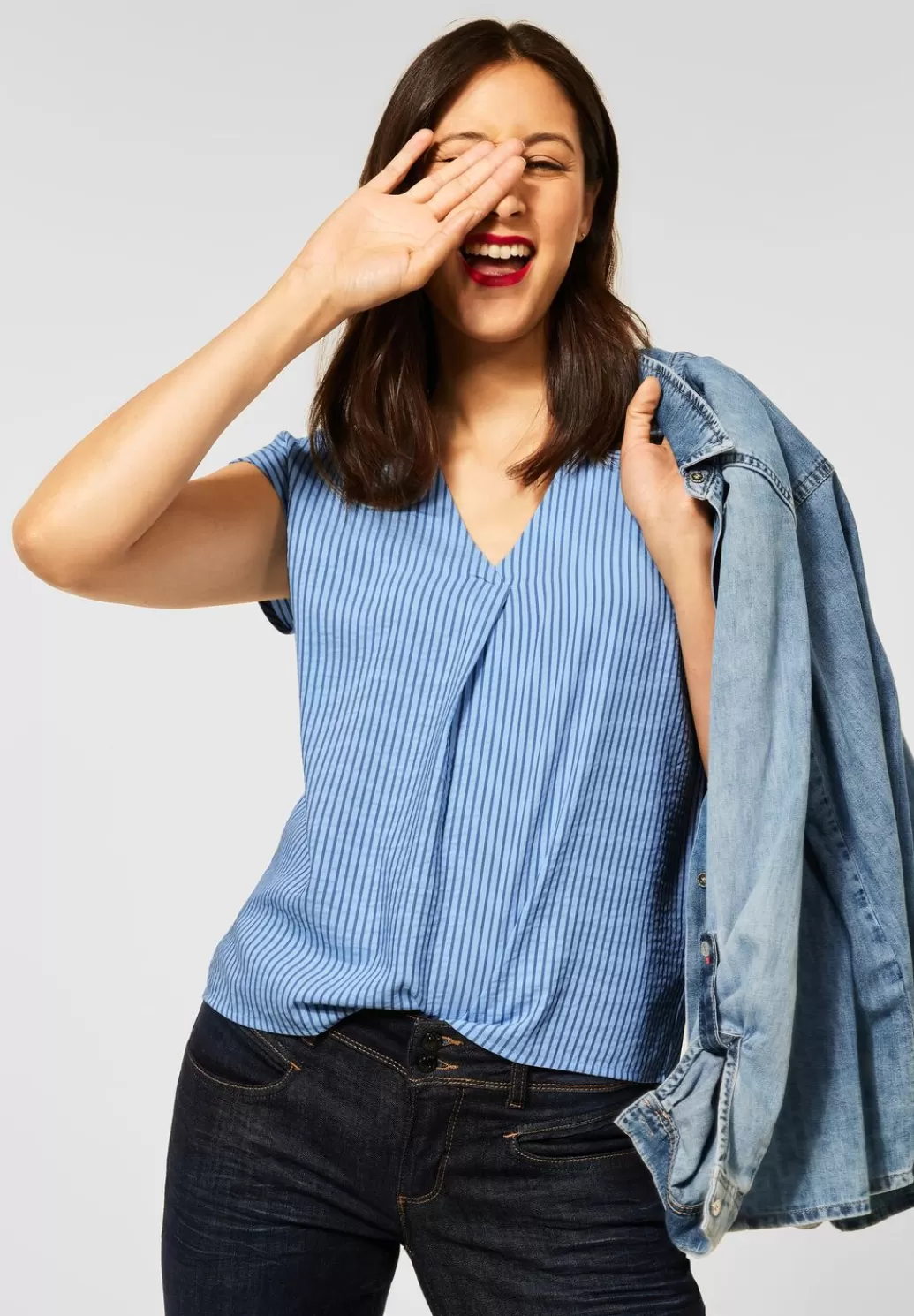 Street One Seersucker Bluse^Damen Kurzarm Blusen