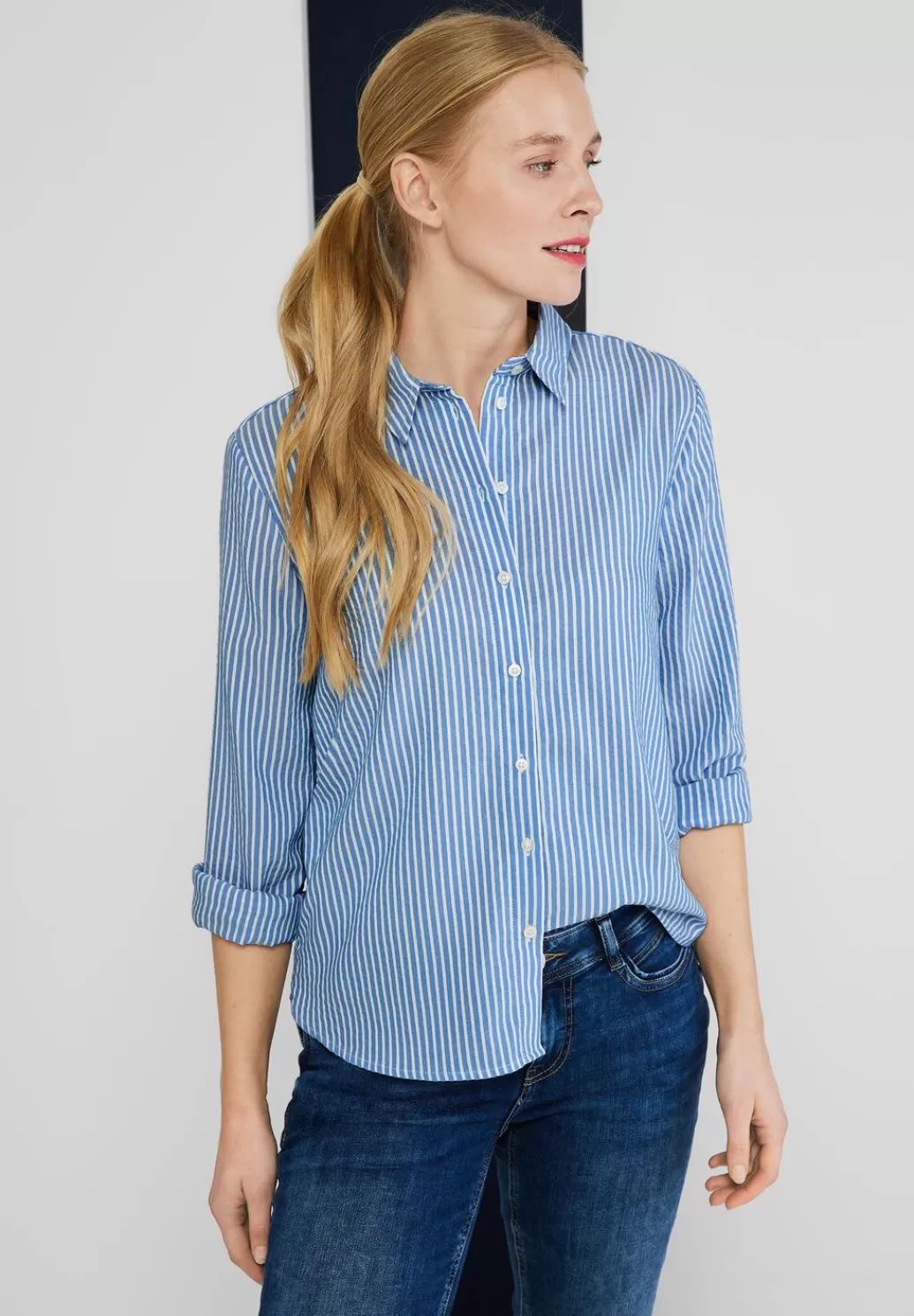 Street One Seersucker Bluse^Damen Langarm Blusen