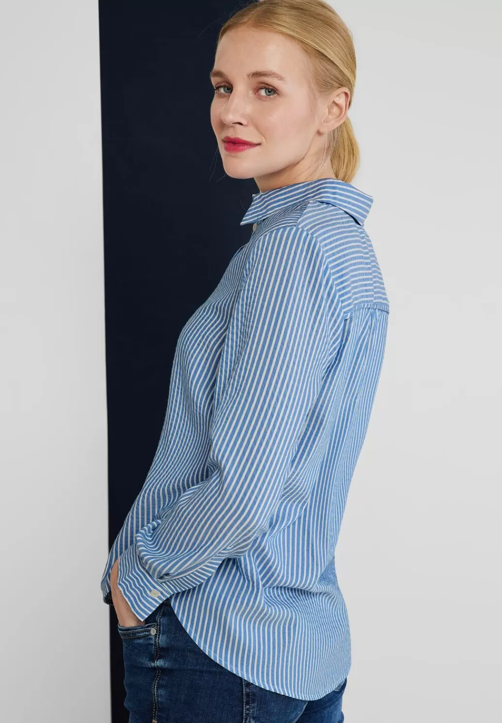 Street One Seersucker Bluse^Damen Langarm Blusen