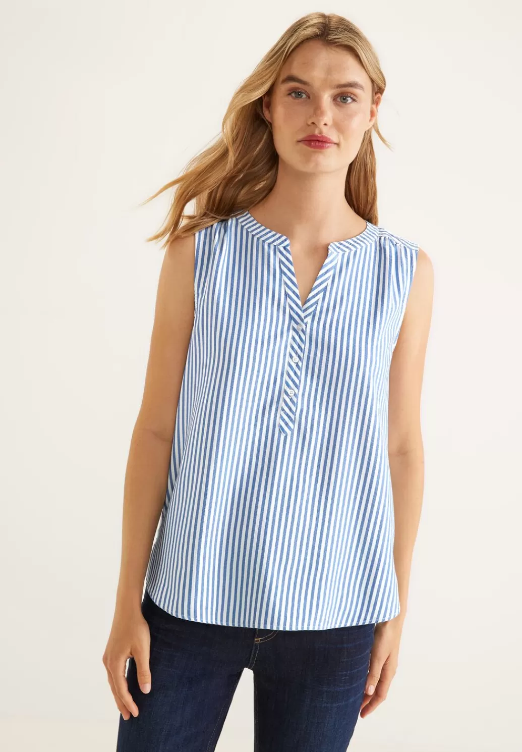 Street One Seersucker Streifen Top^Damen Armellose Blusen