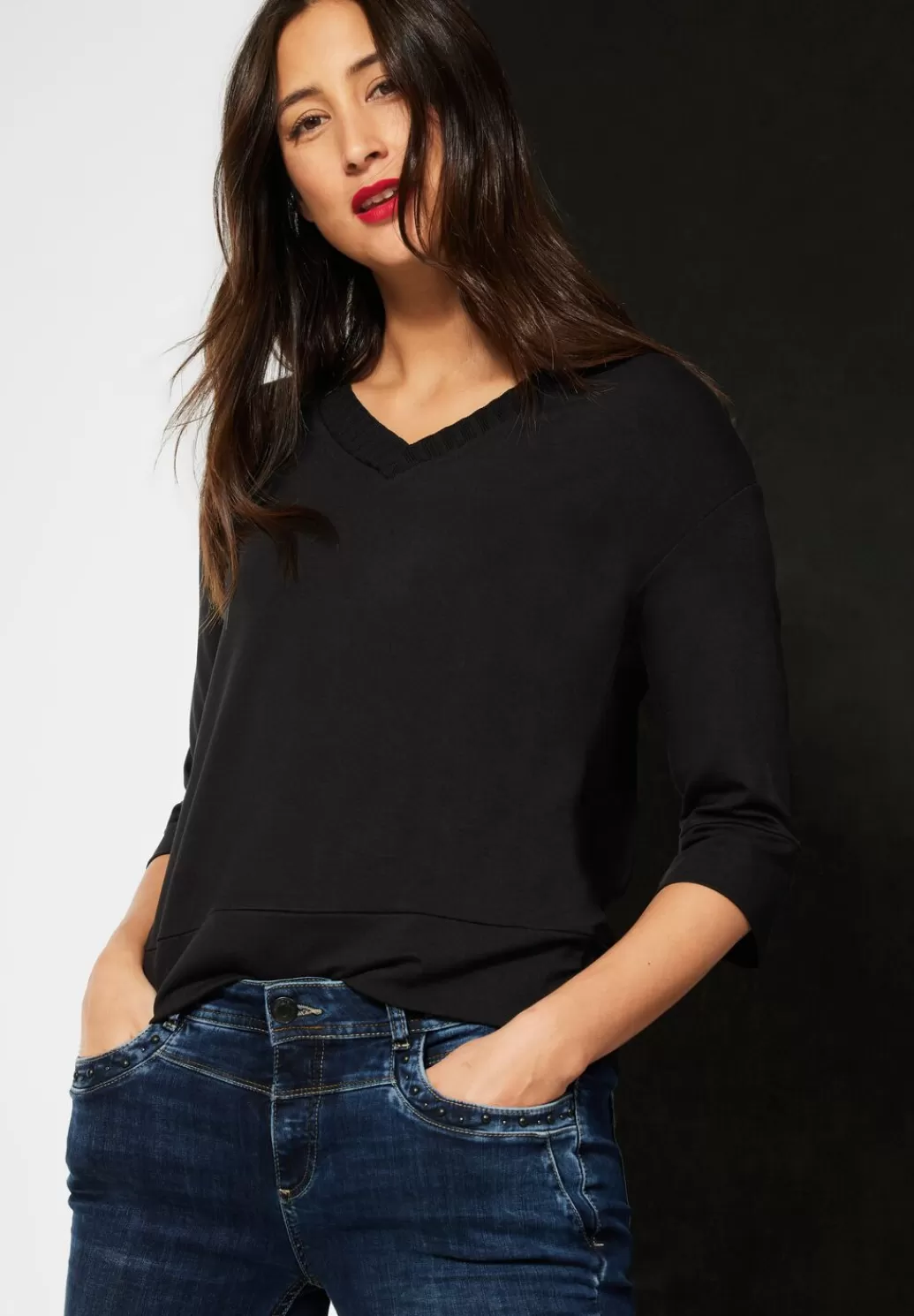 Street One Shirt Mit Rippausschnitt^Damen 3/4-Arm Shirts