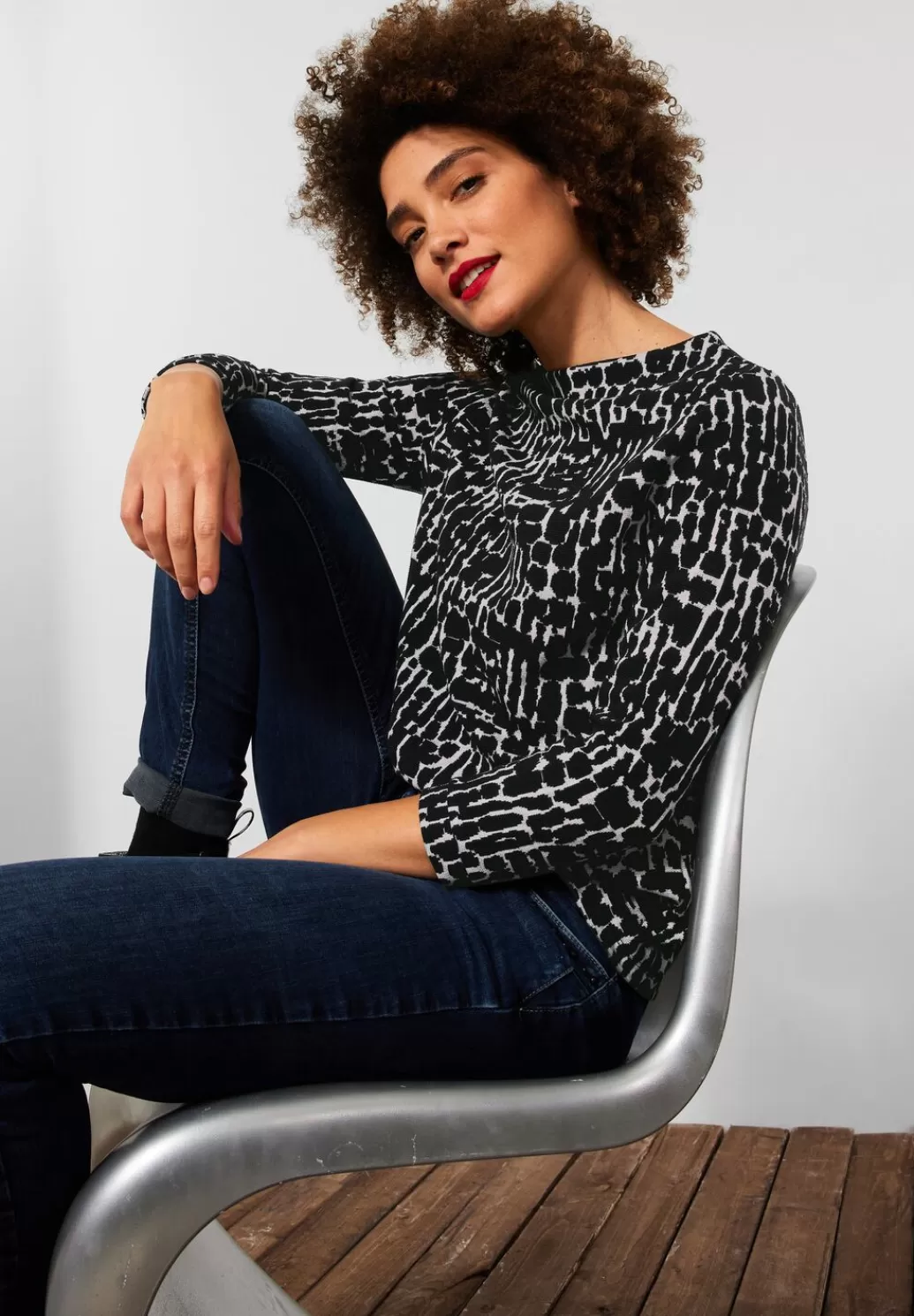 Street One Shirt Mit Struktur Dessin^Damen 3/4-Arm Shirts