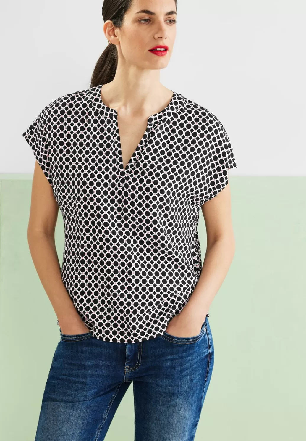 Street One Shirtbluse Mit Alloverprint^Damen Kurzarm Blusen