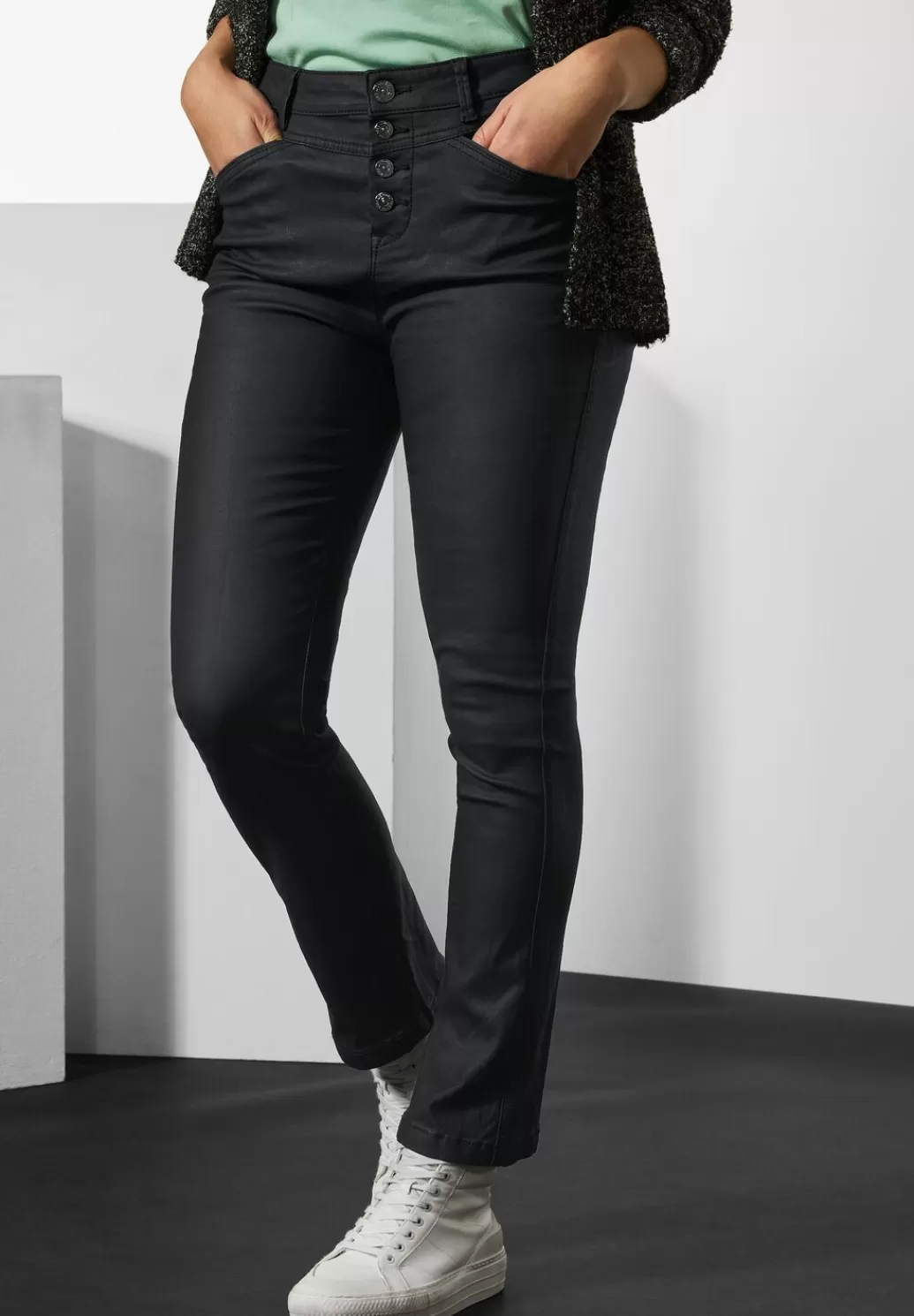 Street One Slim Fit Hose Mit Coating^Damen Lange Hosen