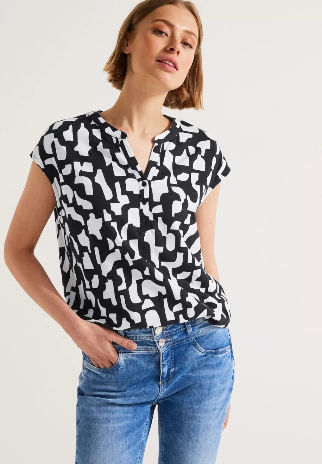 Street One Slub Jersey Print Shirt^Damen Shirts