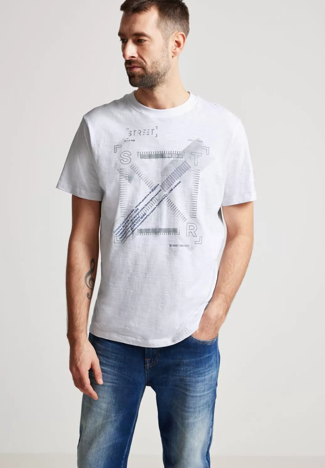 Street One Slub Print T-Shirt^Herren T-Shirts & Polos