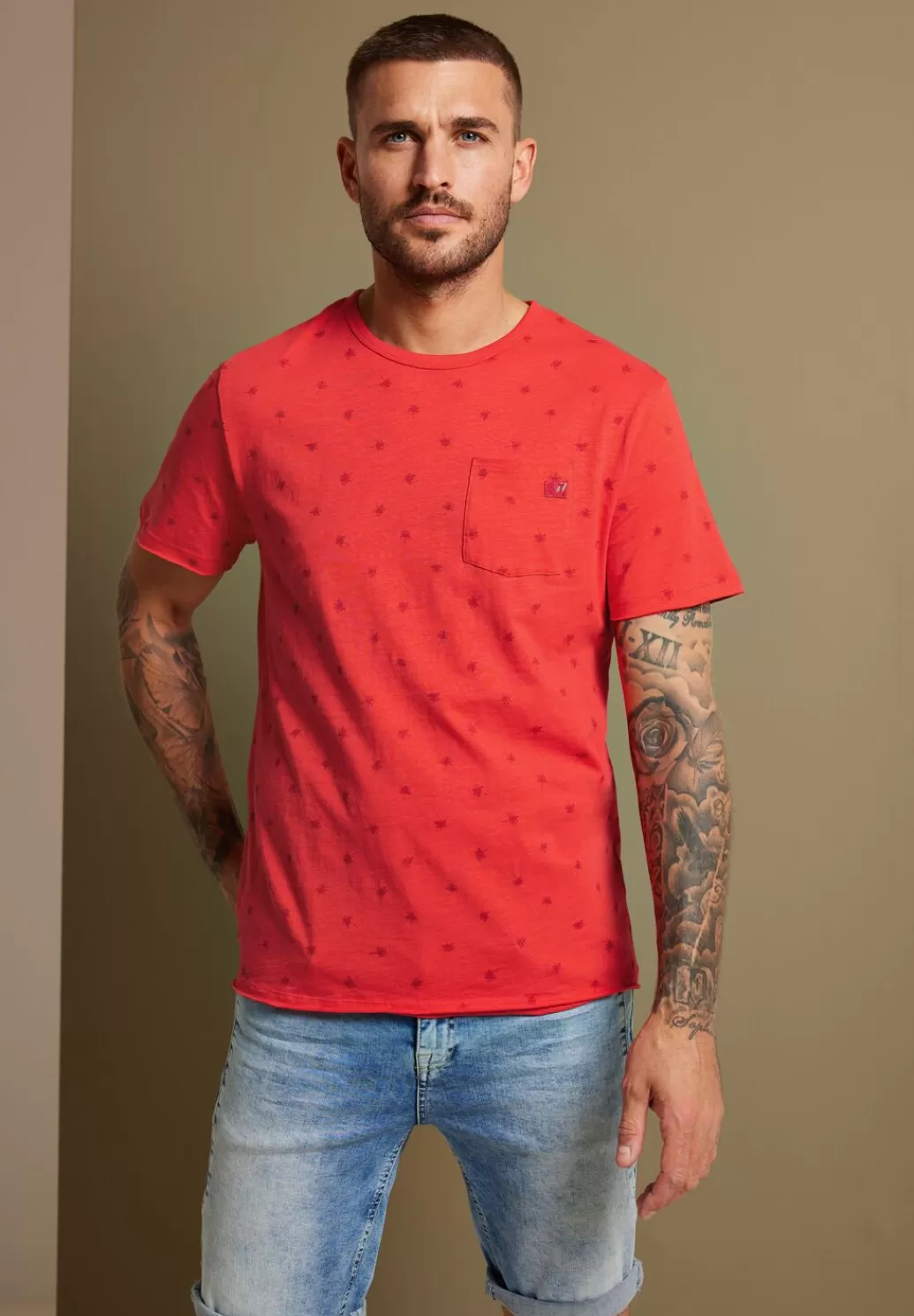 Street One Slub Print T-Shirt^Herren T-Shirts & Polos