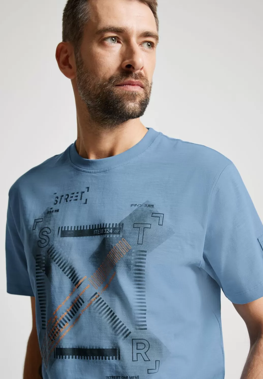 Street One Slub Print T-Shirt^Herren T-Shirts & Polos