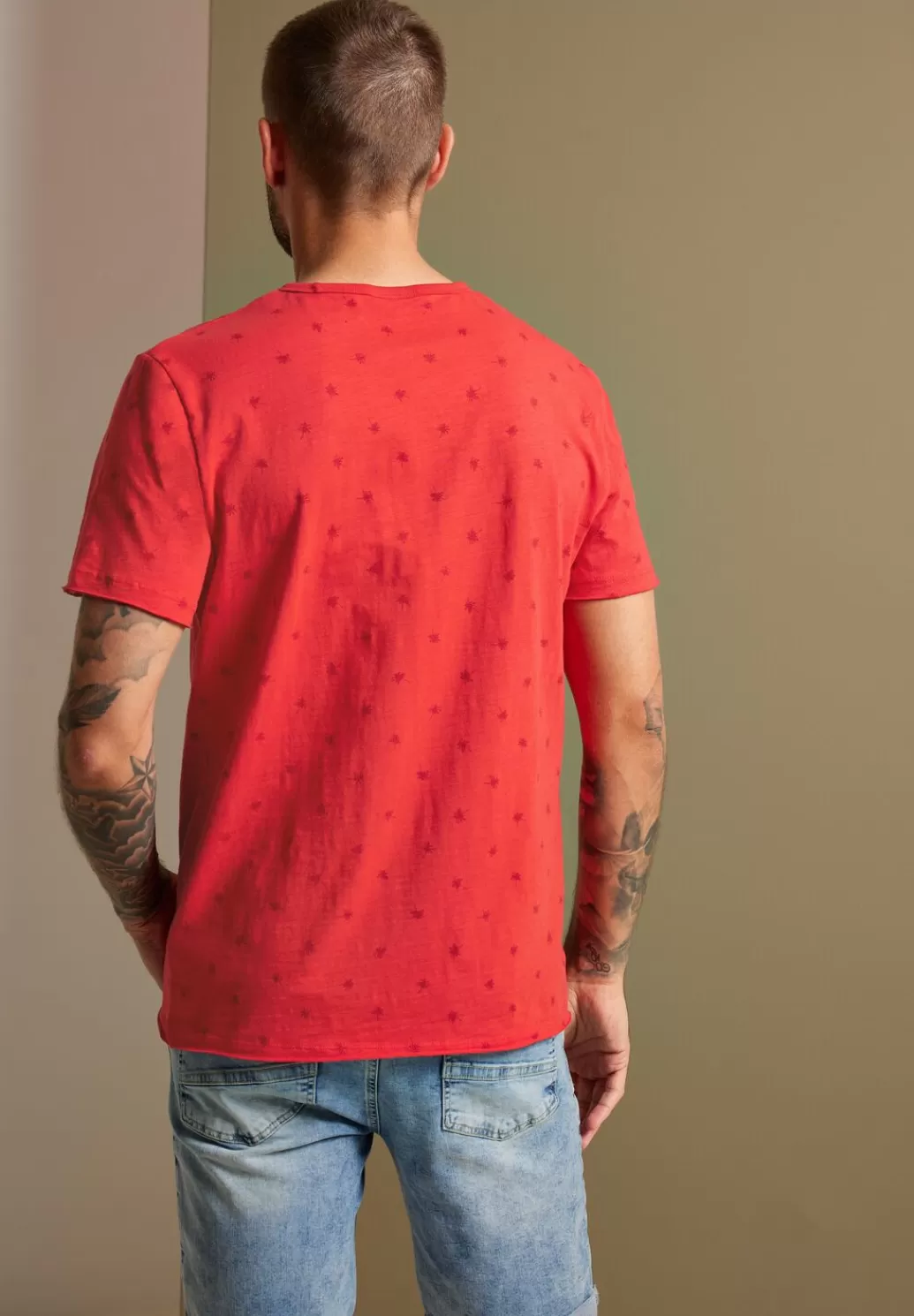 Street One Slub Print T-Shirt^Herren T-Shirts & Polos