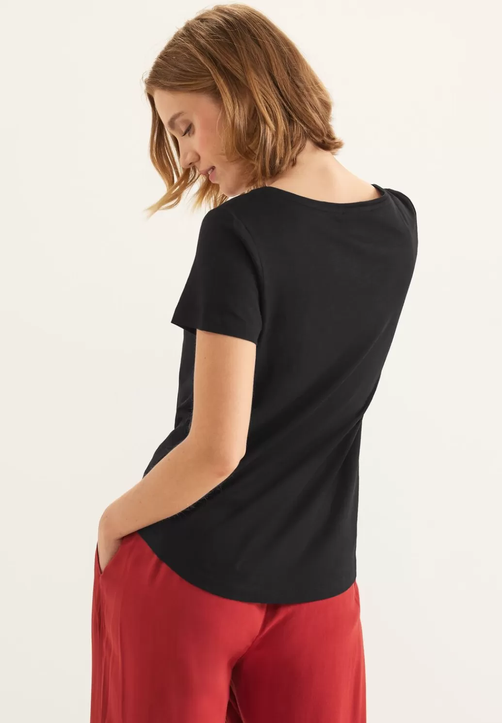 Street One Slub T-Shirt In Unifarbe^Damen Shirts