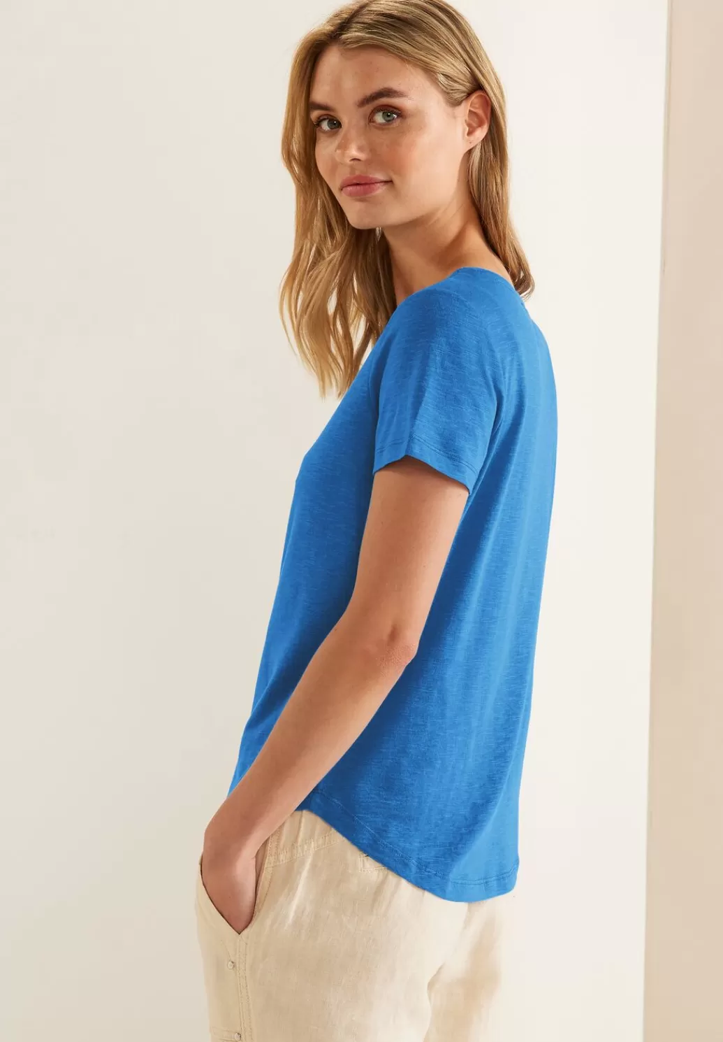 Street One Slub T-Shirt In Unifarbe^Damen Shirts