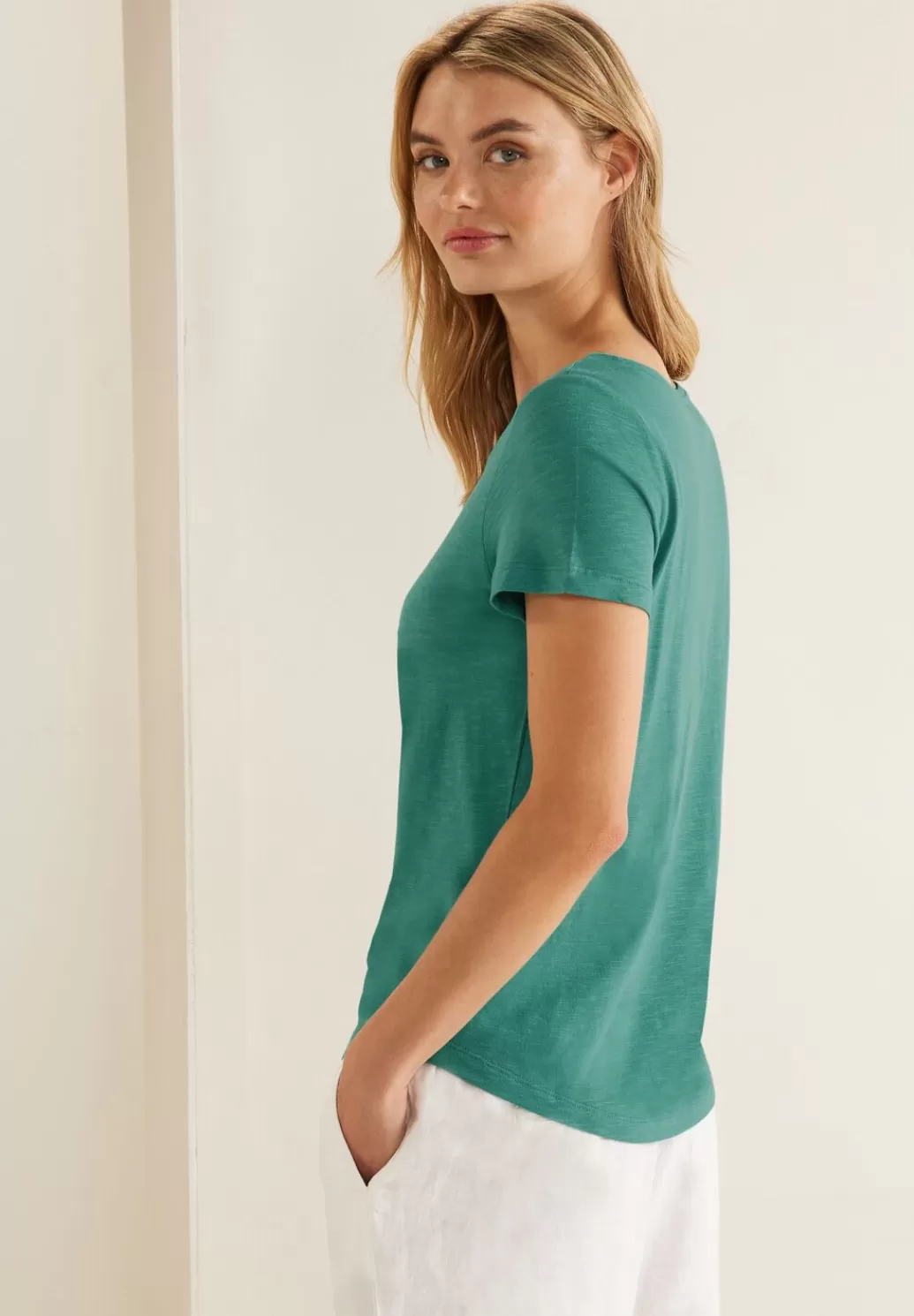 Street One Slub T-Shirt In Unifarbe^Damen Shirts