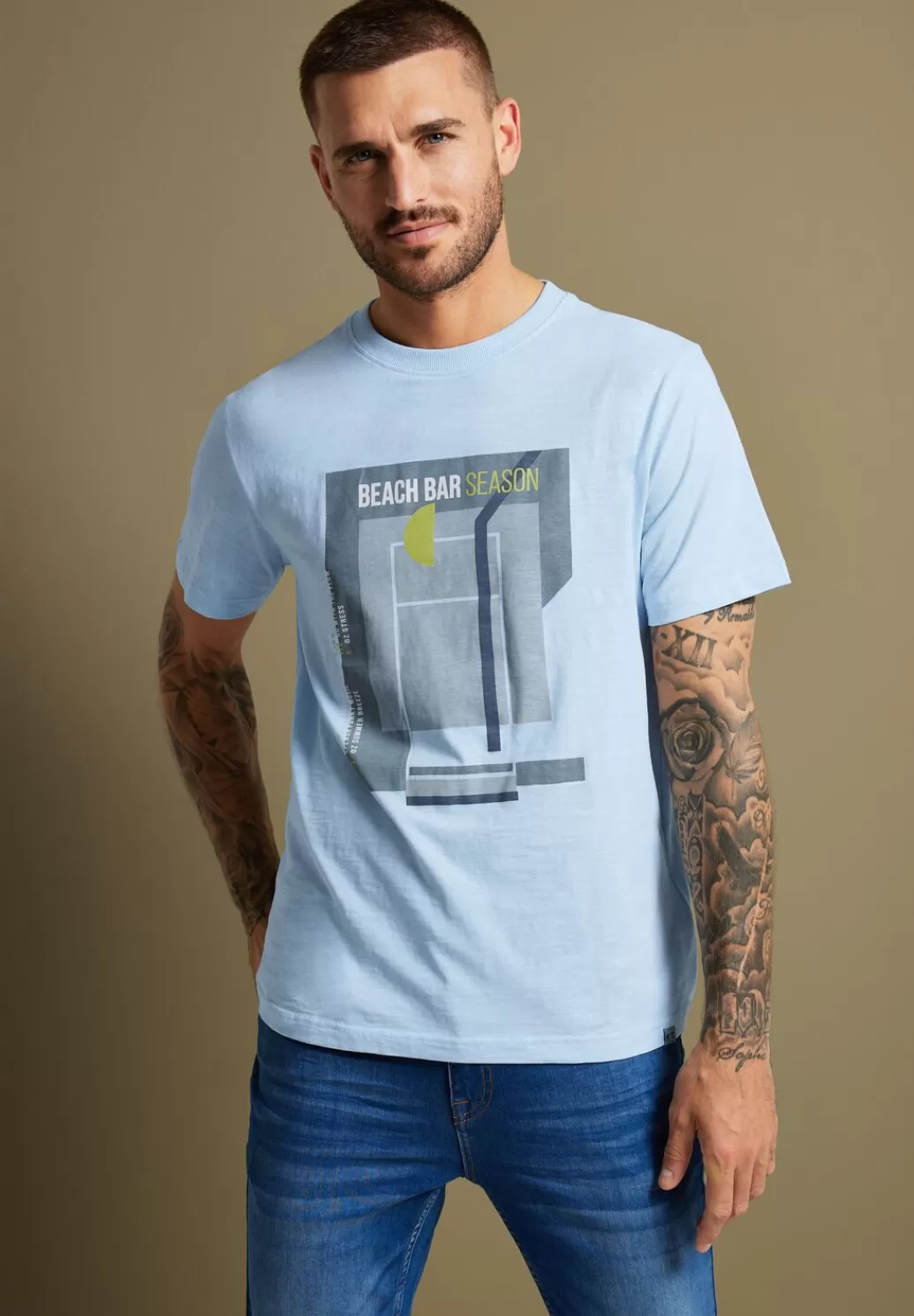 Street One Slub T-Shirt Mit Frontprint^Herren T-Shirts & Polos