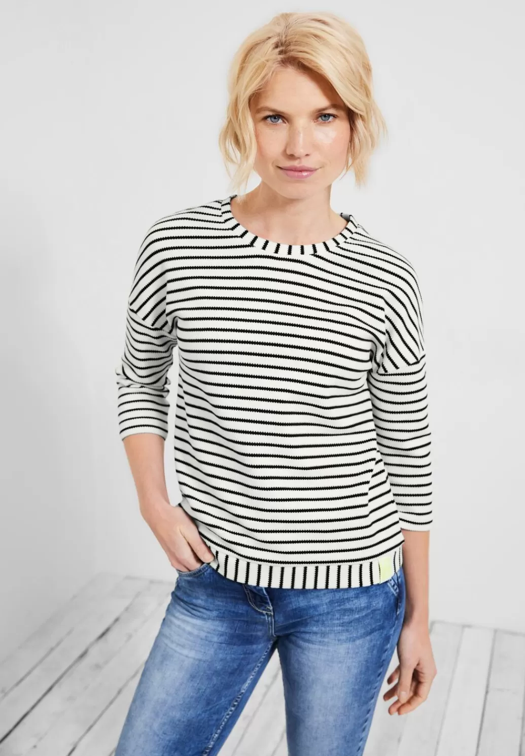 Street One Struktur Streifen Shirt^Damen 3/4-Arm Shirts