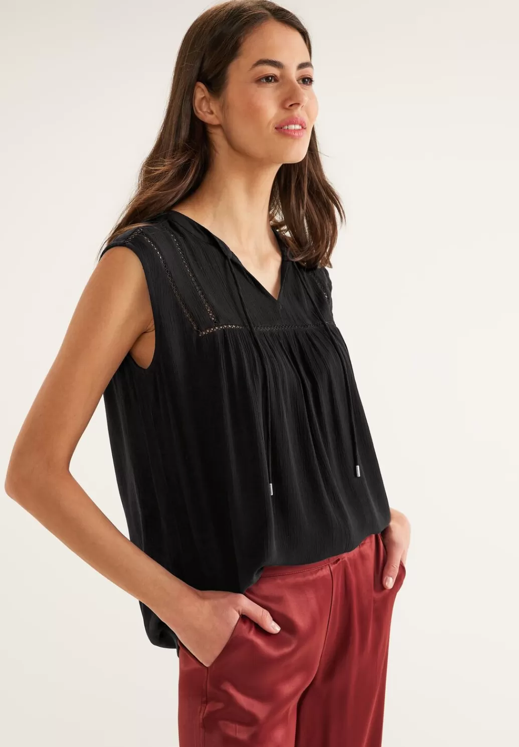 Street One Top Mit Hakeltape^Damen Armellose Blusen