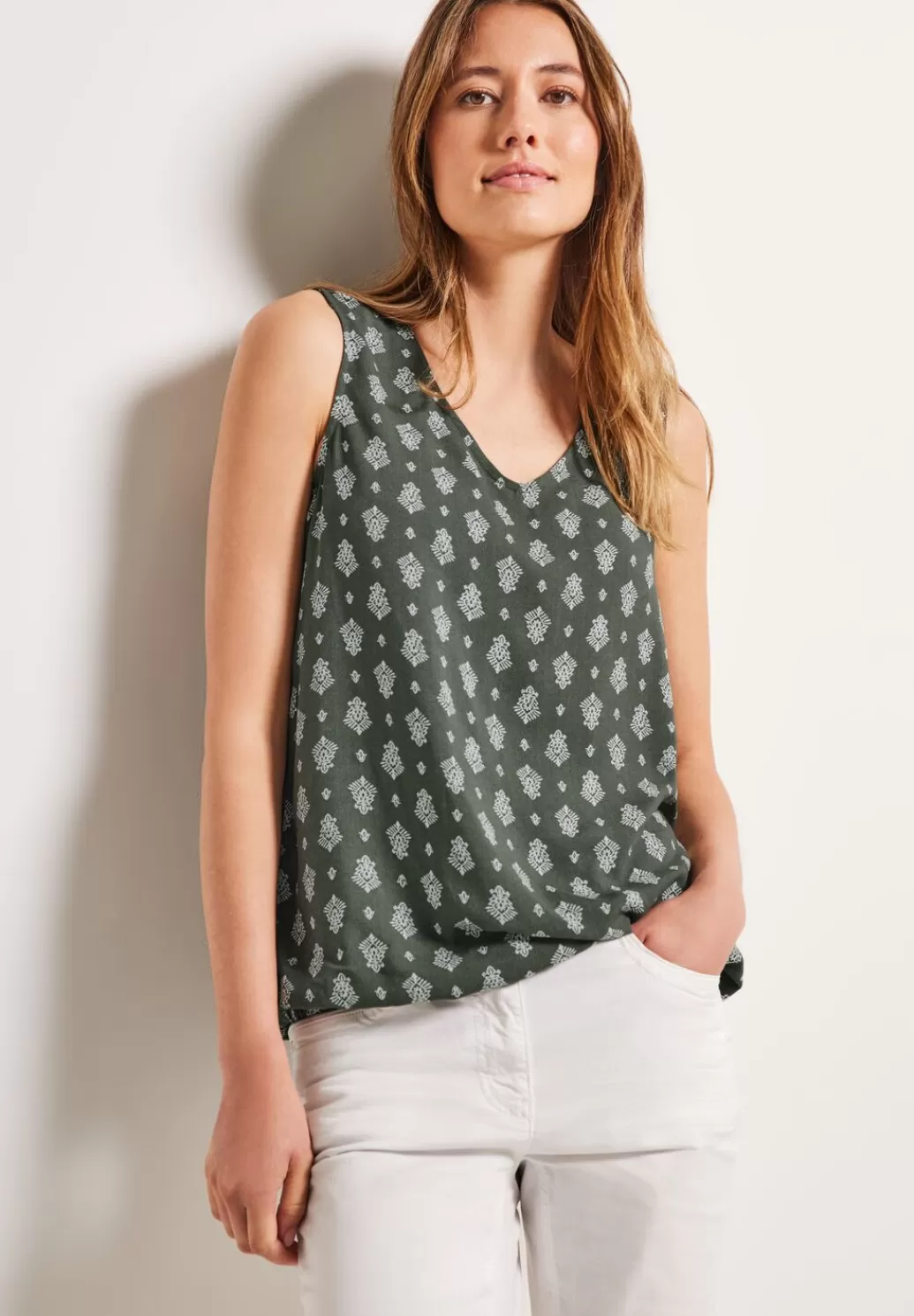 Street One Top Mit Minimalprint^Damen Armellose Blusen