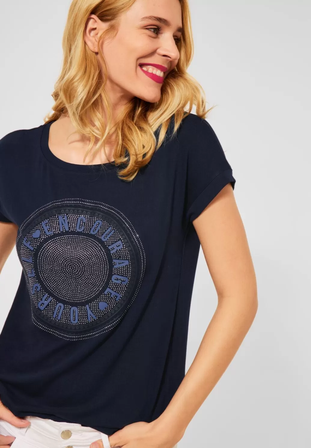 Street One T-Shirt Mit Steinchen Print^Damen Shirts