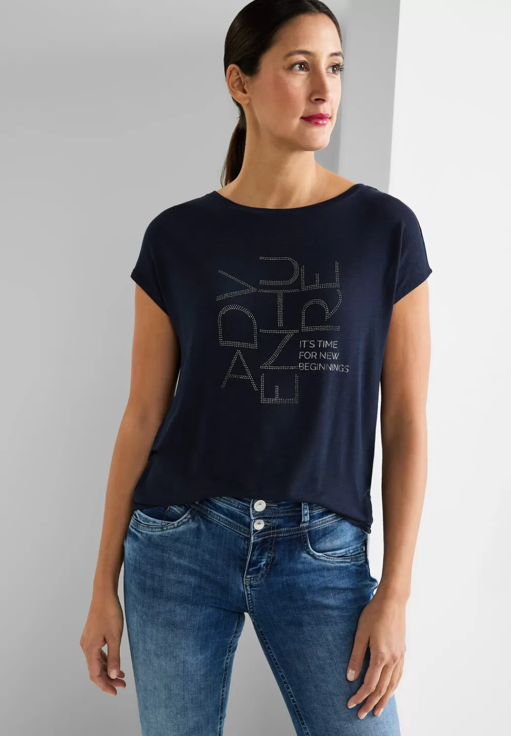 Street One T-Shirt Mit Steinchenwording^Damen Shirts