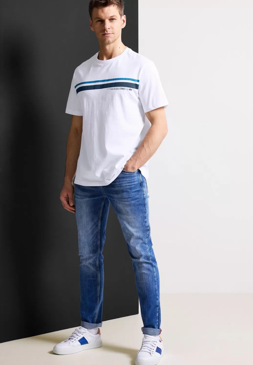 Street One T-Shirt Mit Streifenprint^Herren T-Shirts & Polos