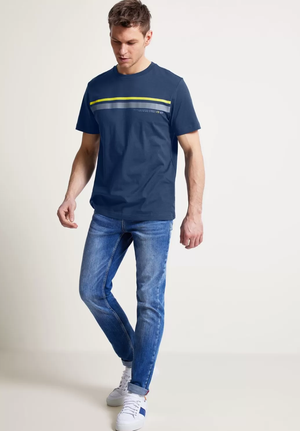 Street One T-Shirt Mit Streifenprint^Herren T-Shirts & Polos