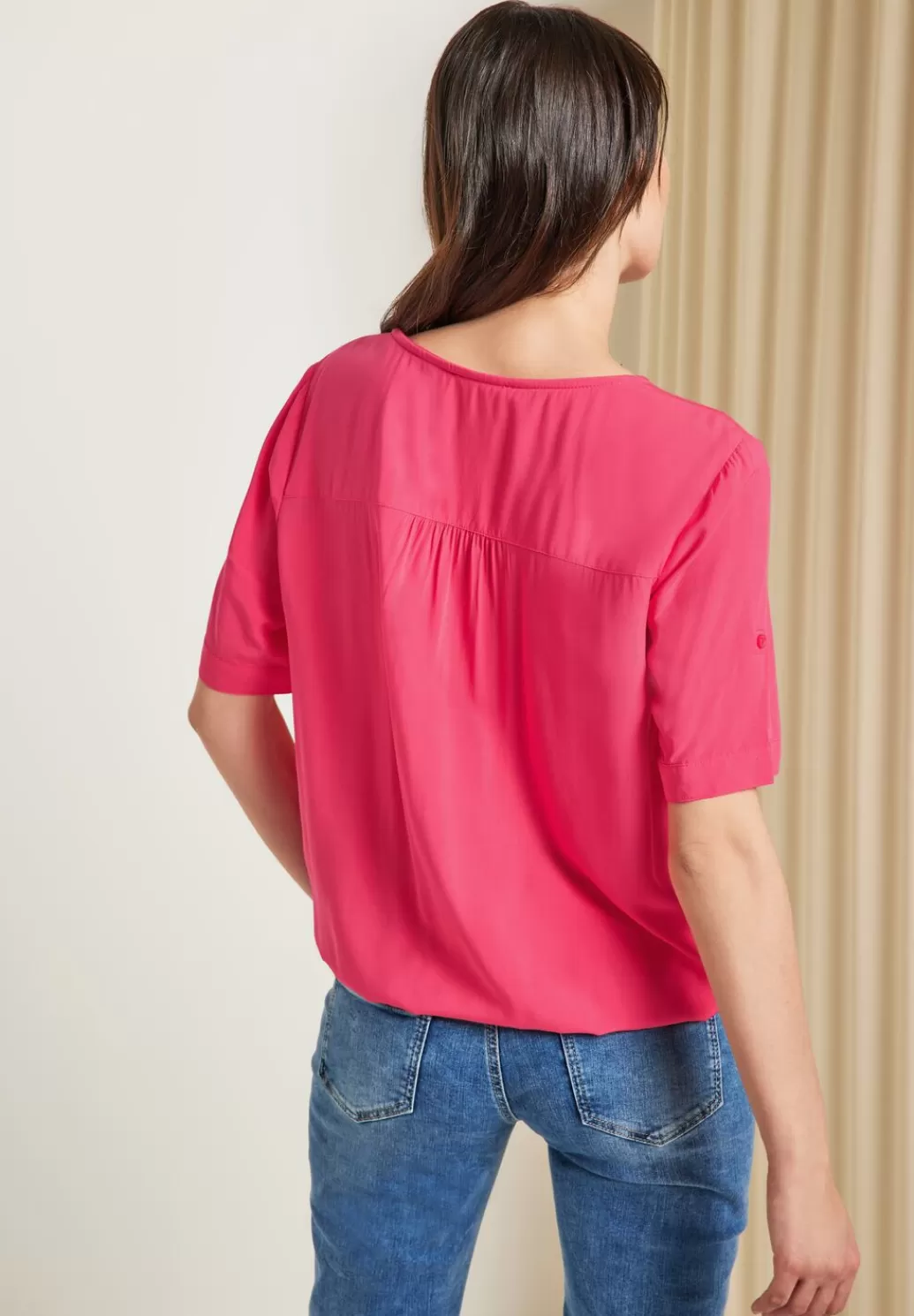 Street One Unifarbene Basic Bluse^Damen Kurzarm Blusen