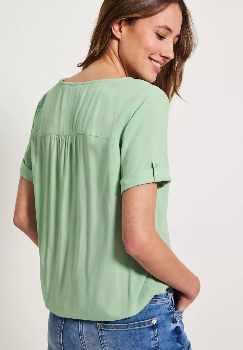 Street One Unifarbene Basic Bluse^Damen Kurzarm Blusen