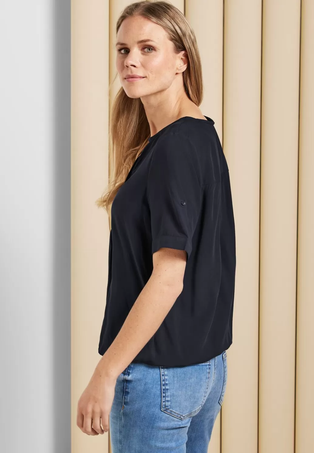 Street One Unifarbene Basic Bluse^Damen Kurzarm Blusen