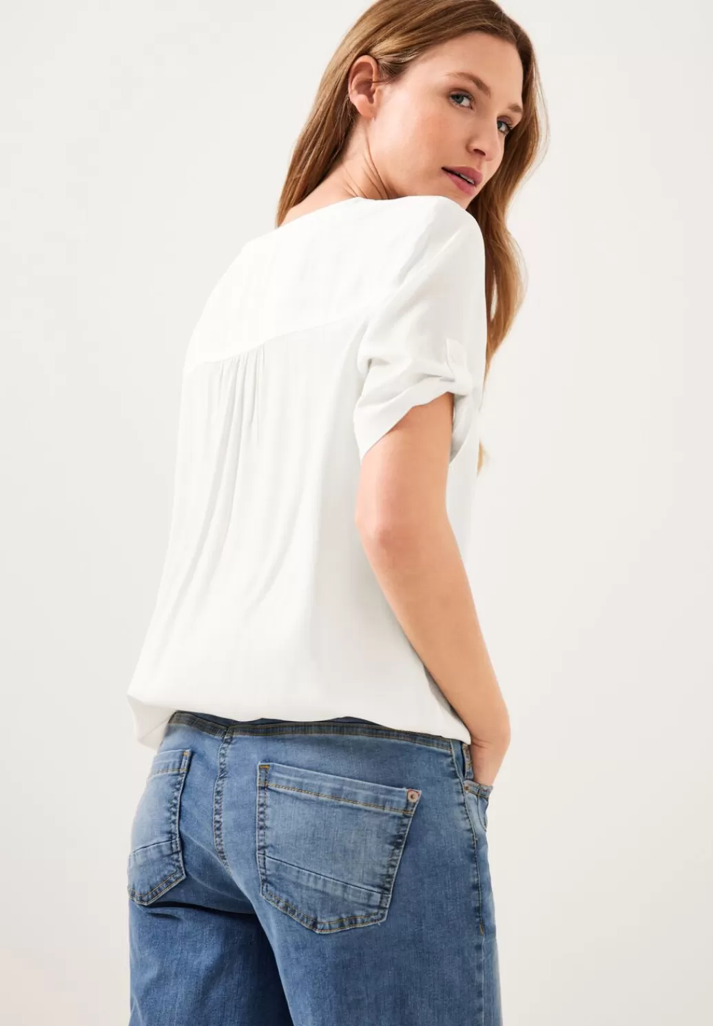 Street One Unifarbene Basic Bluse^Damen Kurzarm Blusen