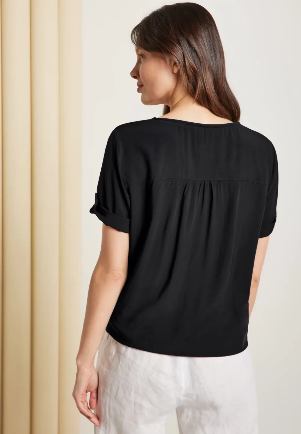 Street One Unifarbene Basic Bluse^Damen Kurzarm Blusen