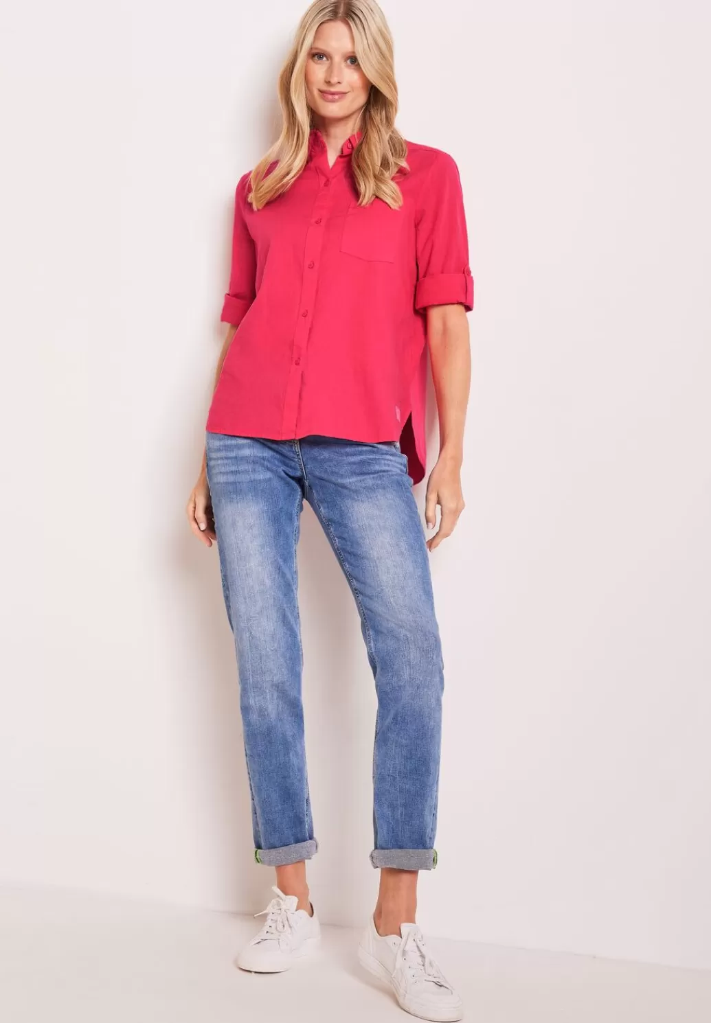 Street One Unifarbene Leinenmix Bluse^Damen 3/4-Arm Blusen