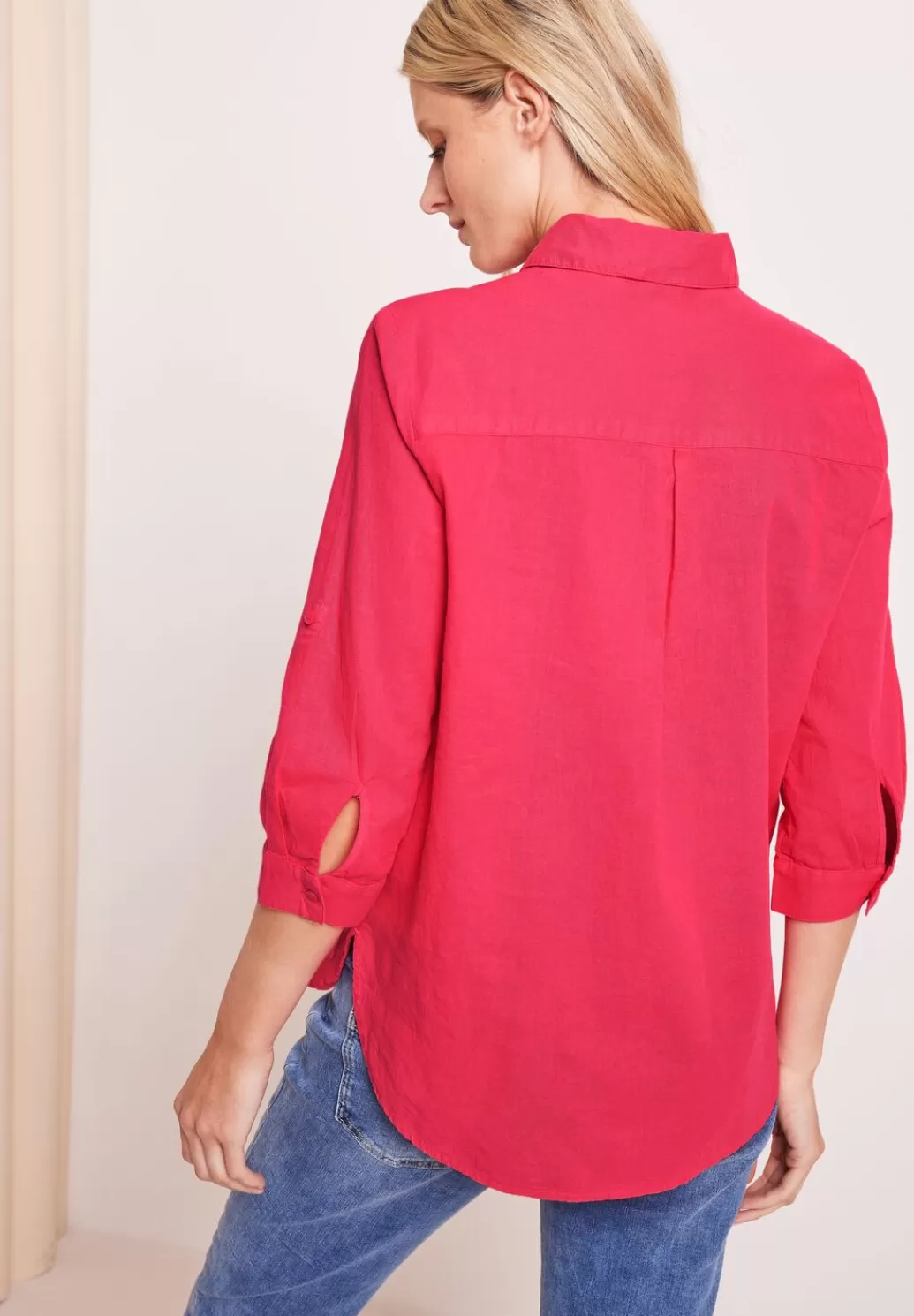 Street One Unifarbene Leinenmix Bluse^Damen 3/4-Arm Blusen