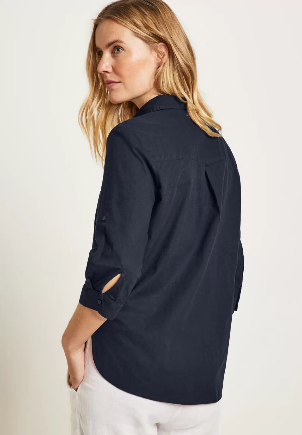 Street One Unifarbene Leinenmix Bluse^Damen 3/4-Arm Blusen