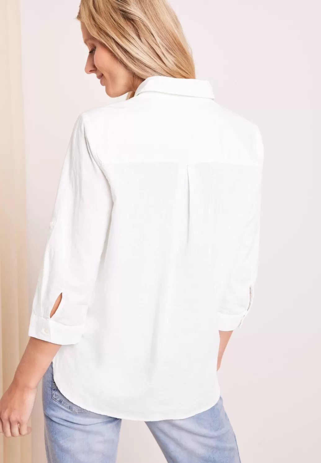 Street One Unifarbene Leinenmix Bluse^Damen 3/4-Arm Blusen