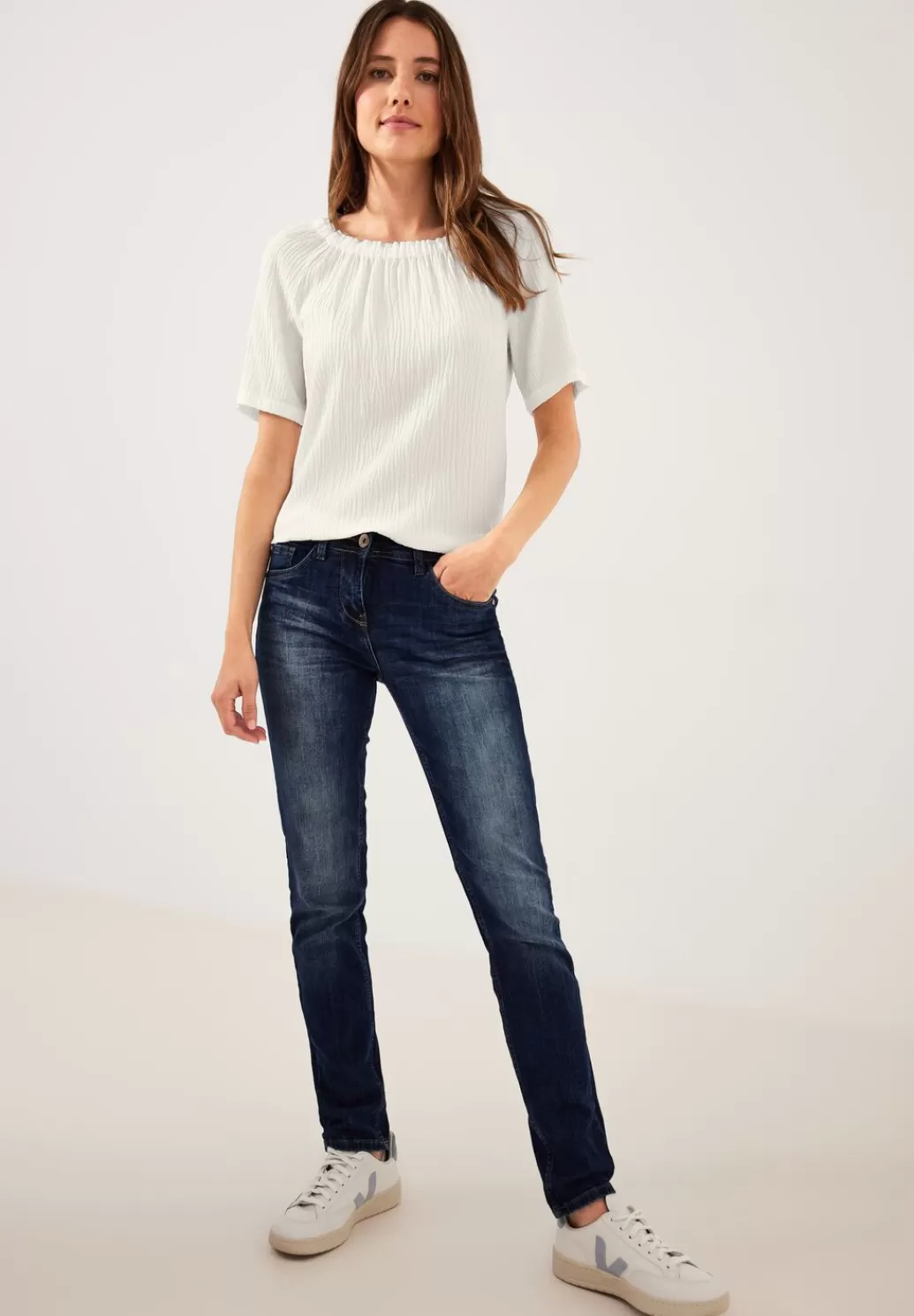 Street One Unifarbene Struktur Bluse^Damen Kurzarm Blusen