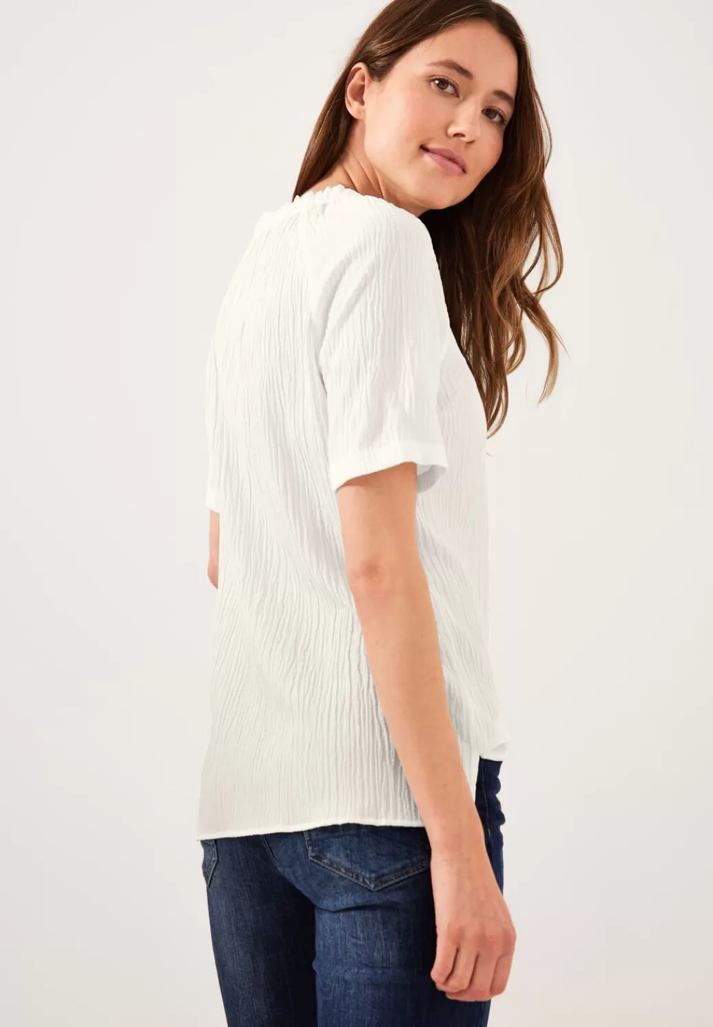 Street One Unifarbene Struktur Bluse^Damen Kurzarm Blusen