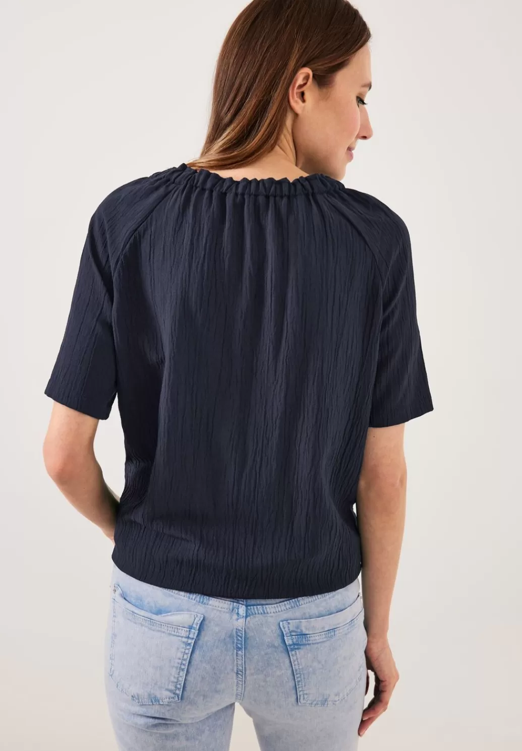 Street One Unifarbene Struktur Bluse^Damen Kurzarm Blusen