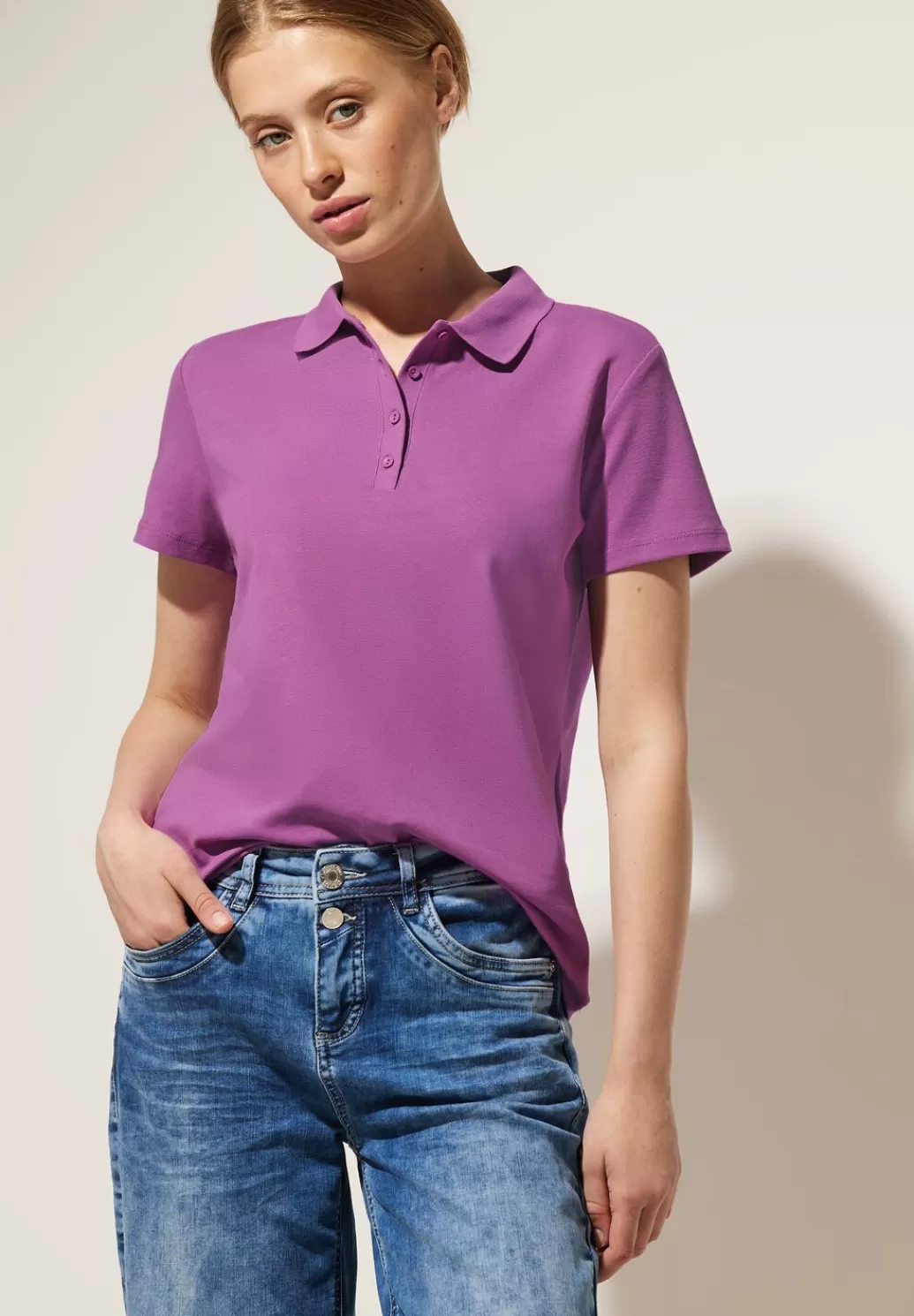 Street One Unifarbenes Poloshirt^Damen Shirts