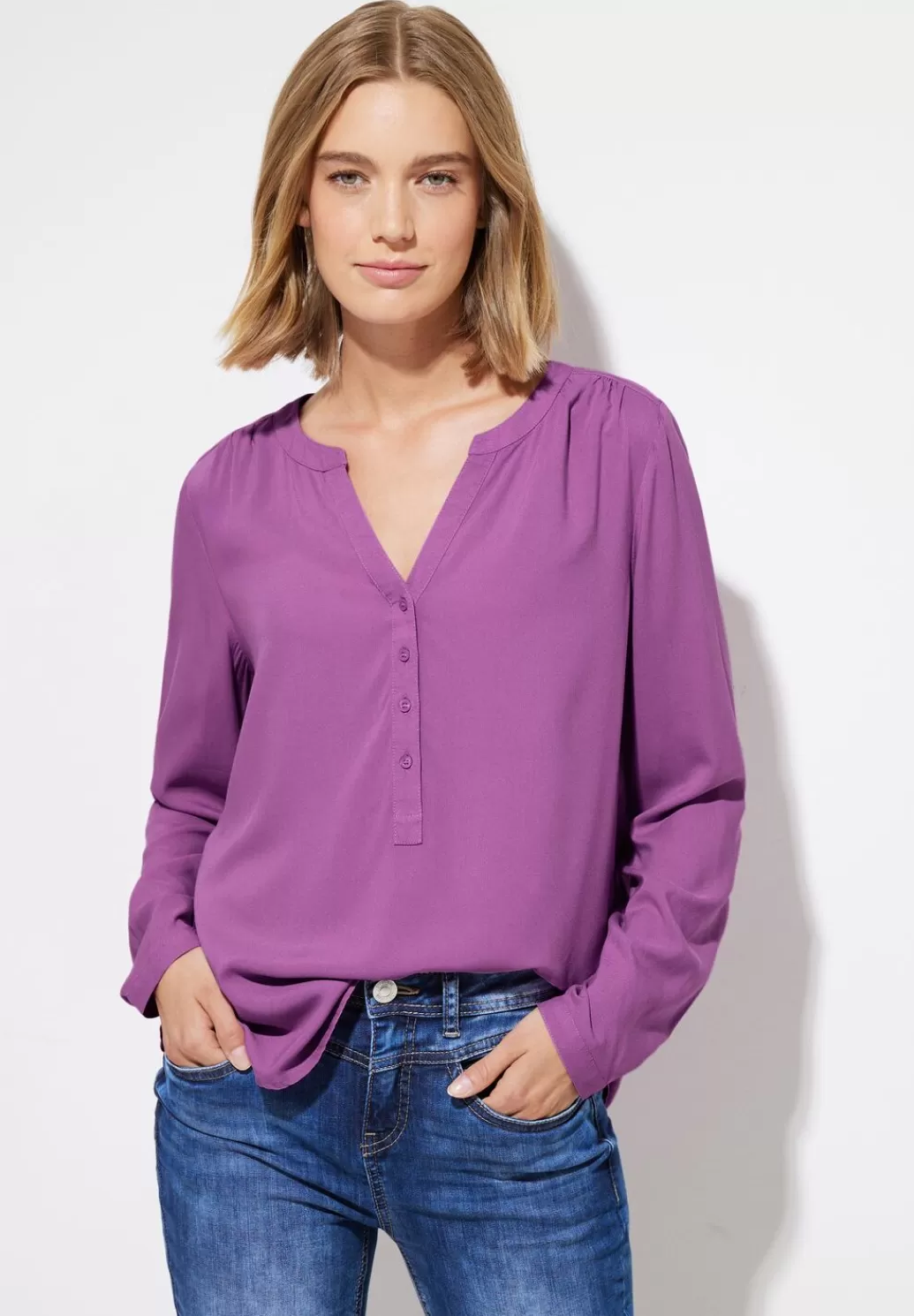 Street One Viskosebluse In Unifarbe^Damen Langarm Blusen