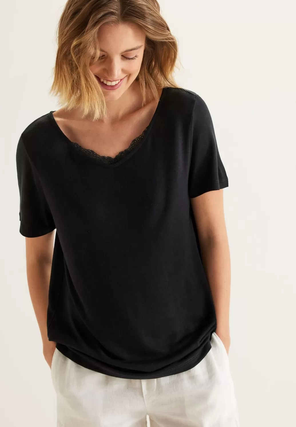 Street One V-Neck Shirt Mit Spitze^Damen Shirts