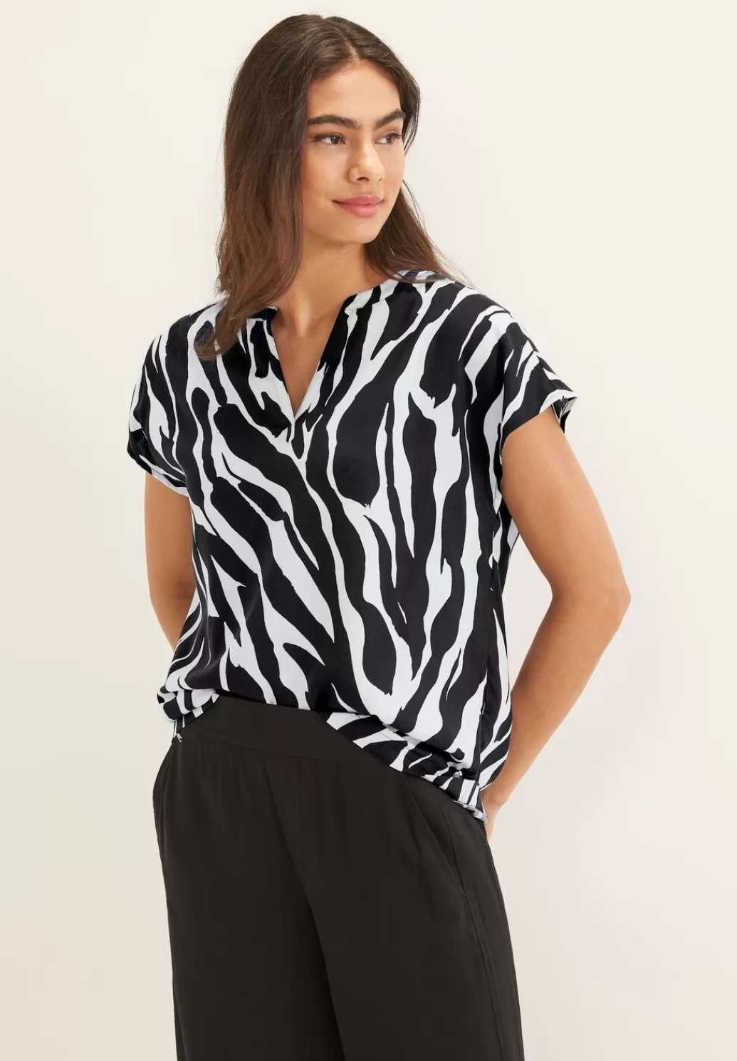 Street One Zebraprint Blusenshirt^Damen Kurzarm Blusen