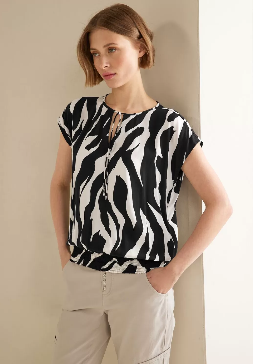 Street One Zebraprint Blusenshirt^Damen Kurzarm Blusen